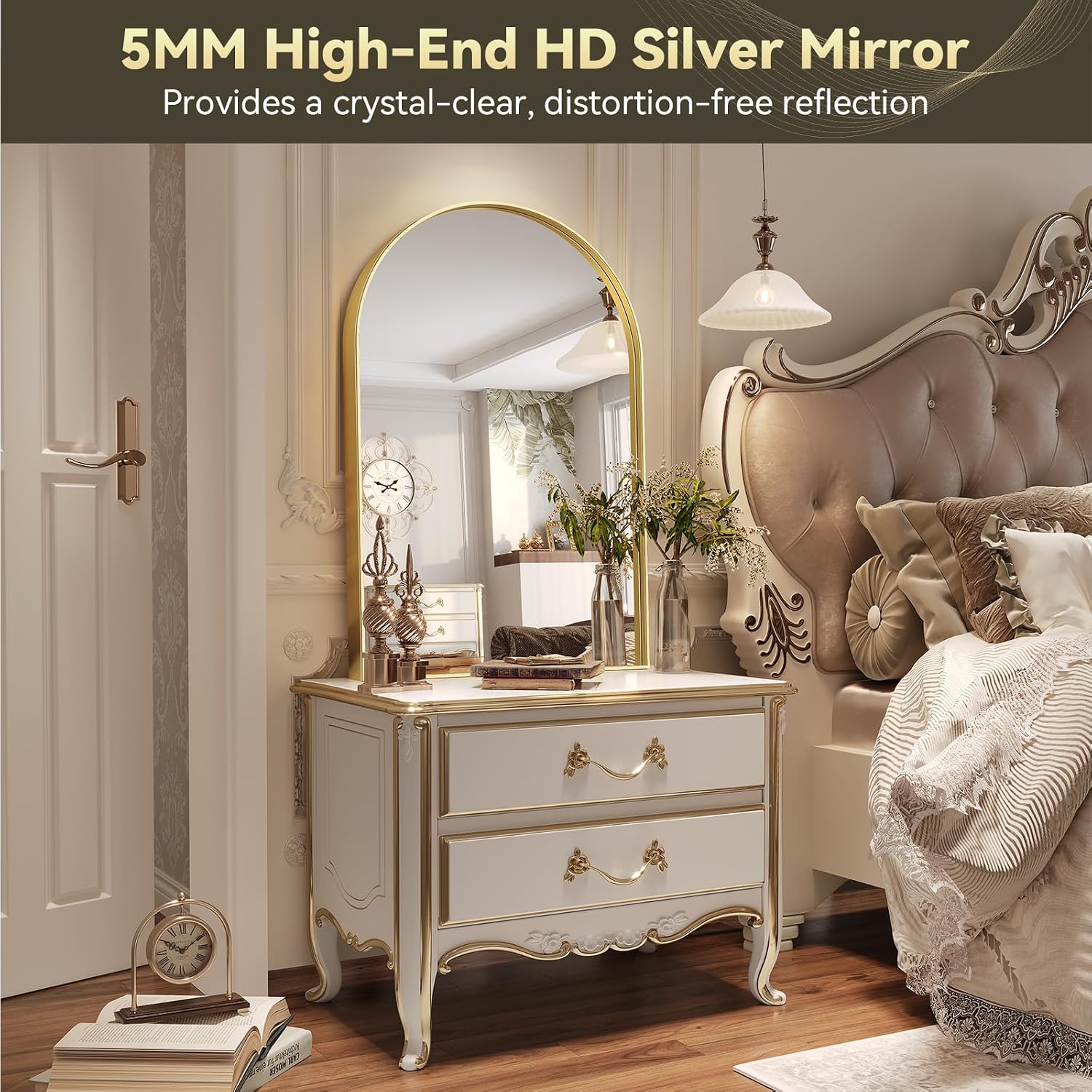 Brass Metal Frame Bathroom Mirror / Gold / 32"L x 24"W / 24 x 32