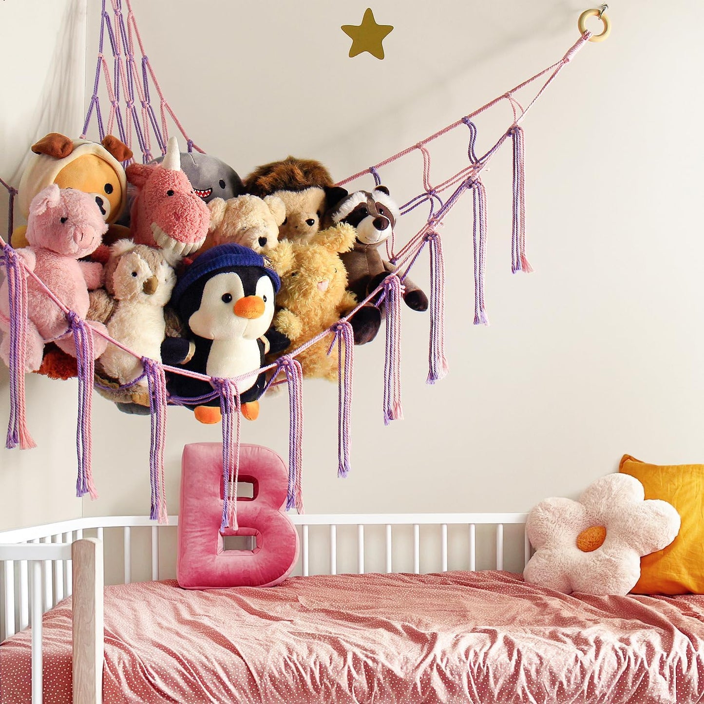 Large Stuffed Animal Hammock Corner Net for Toys Storage Hanging Stuff / Standard / Pink Purple