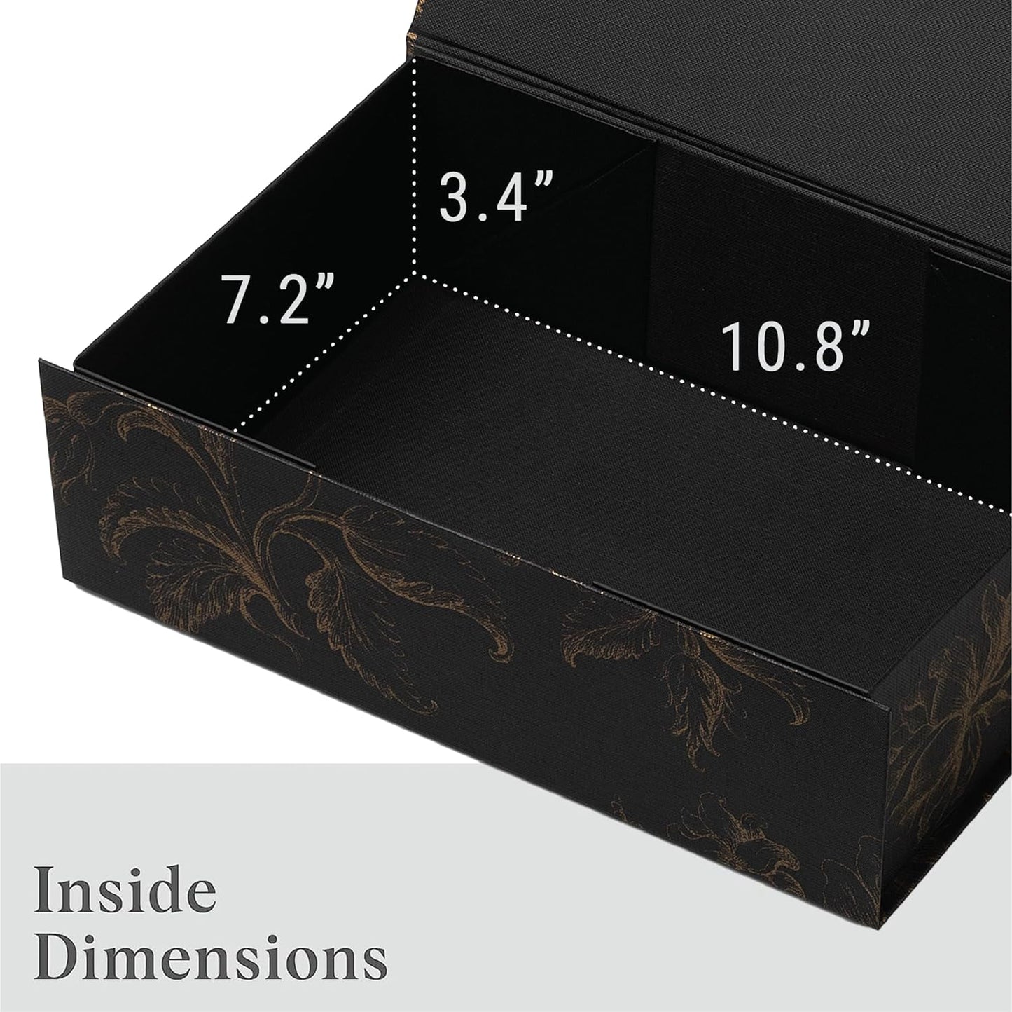 Gold Floral Decorative Boxes / 11.5 x 7.5 x 3.5 / Golden Bouquet / Black / Set of 3