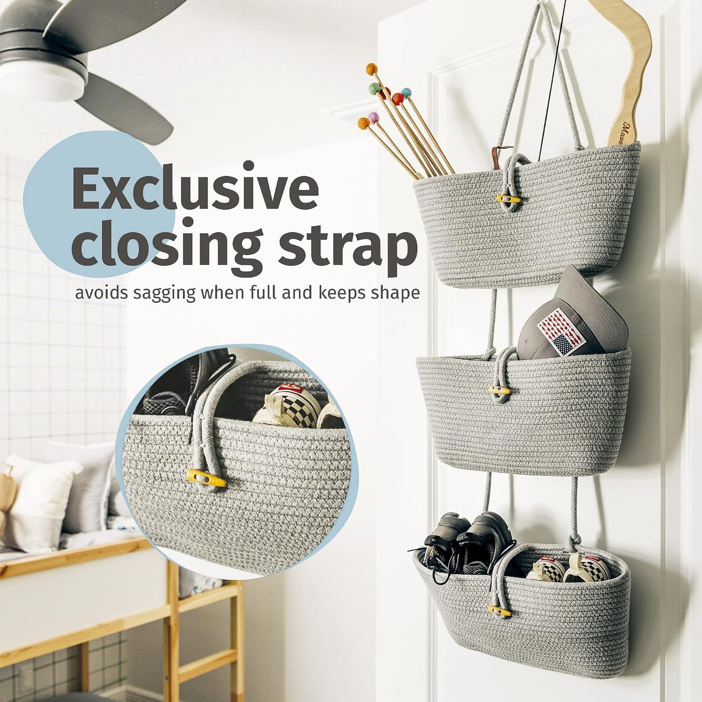 Wall Hanging Storage Basket / Grey