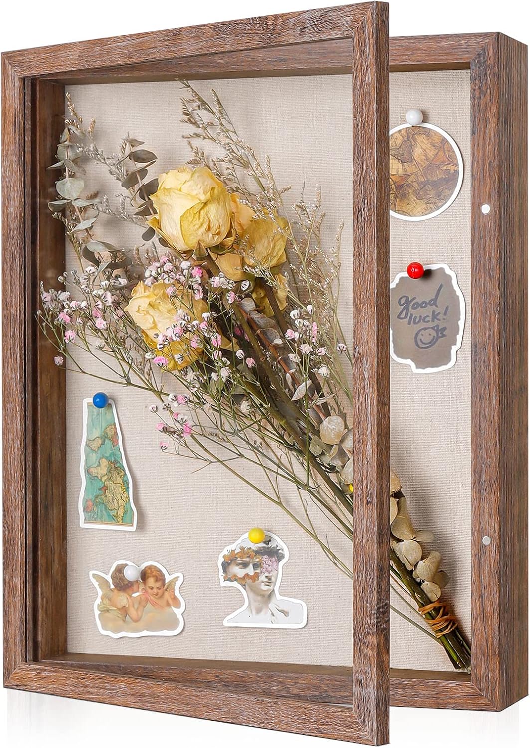2 Packs 11x14 Shadow Box Frame with Linen Back - Sturdy Rustic Memory Display Case of Flower, Pictures, Medals and