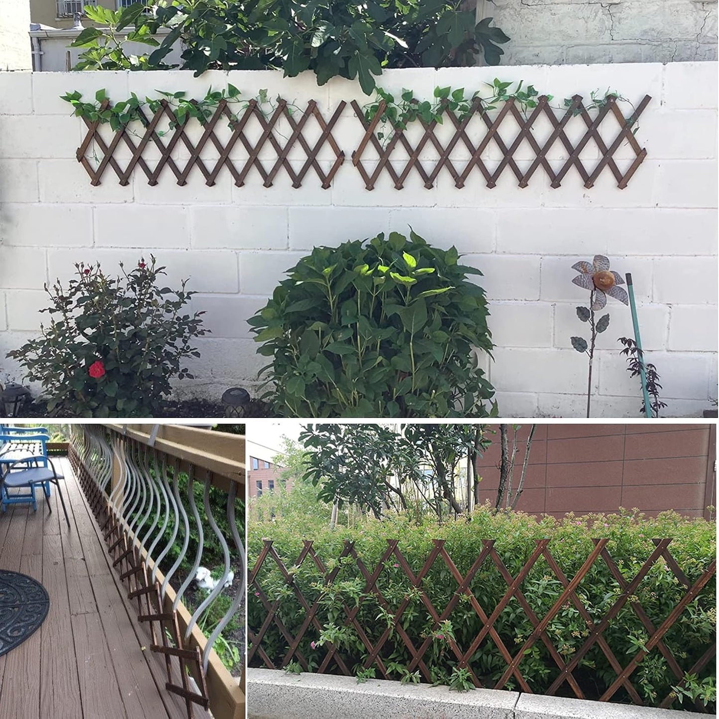 2Pack Expandable Wooden Lattice Wall,Plant Garden Trellis for Climbing Plants Outdoor, Plant Vertical Rack Wall Decor