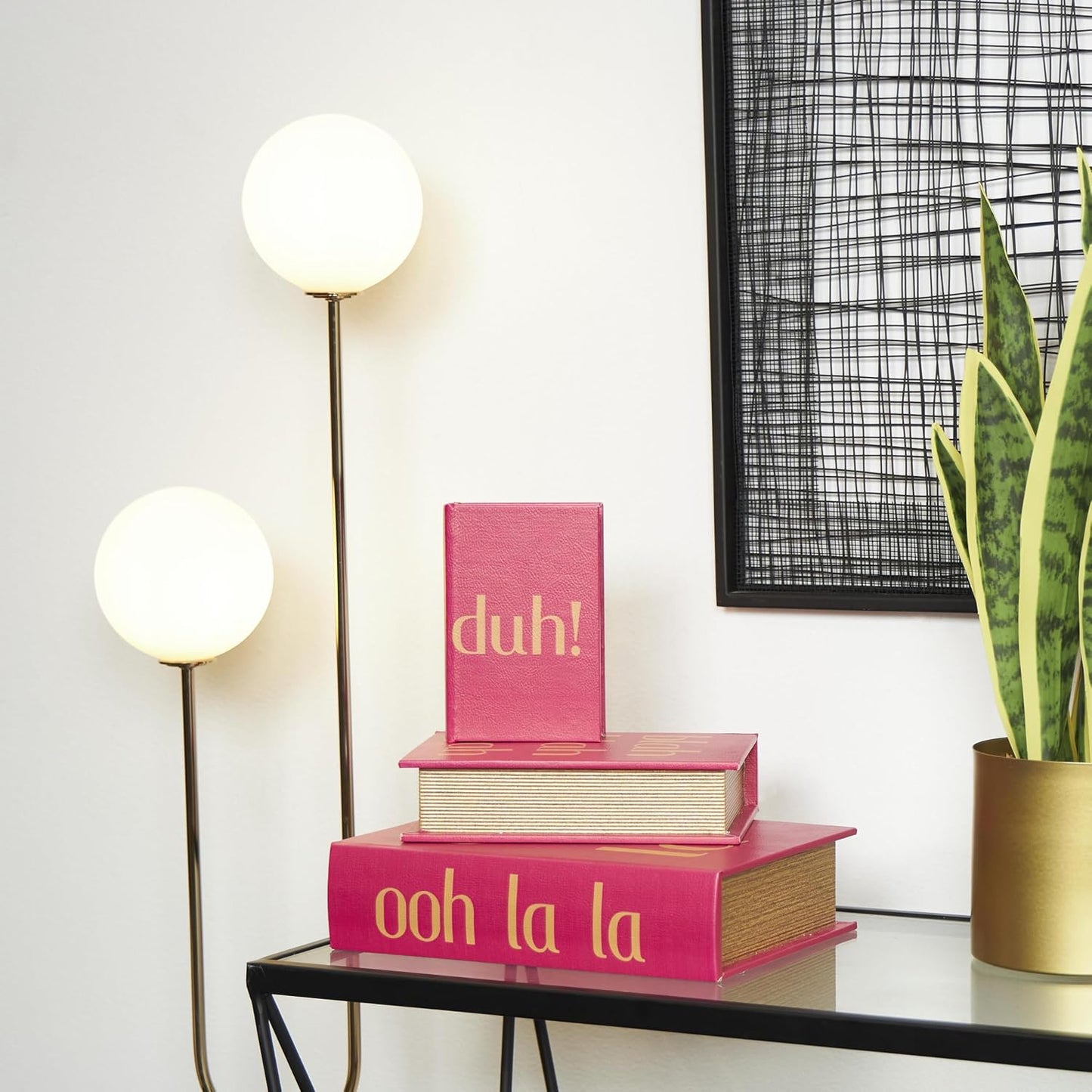 Wooden Decorative Box "Ooh La La" Faux Storage Book Decorative / Red / 12", 9", 6"H / Set of 3