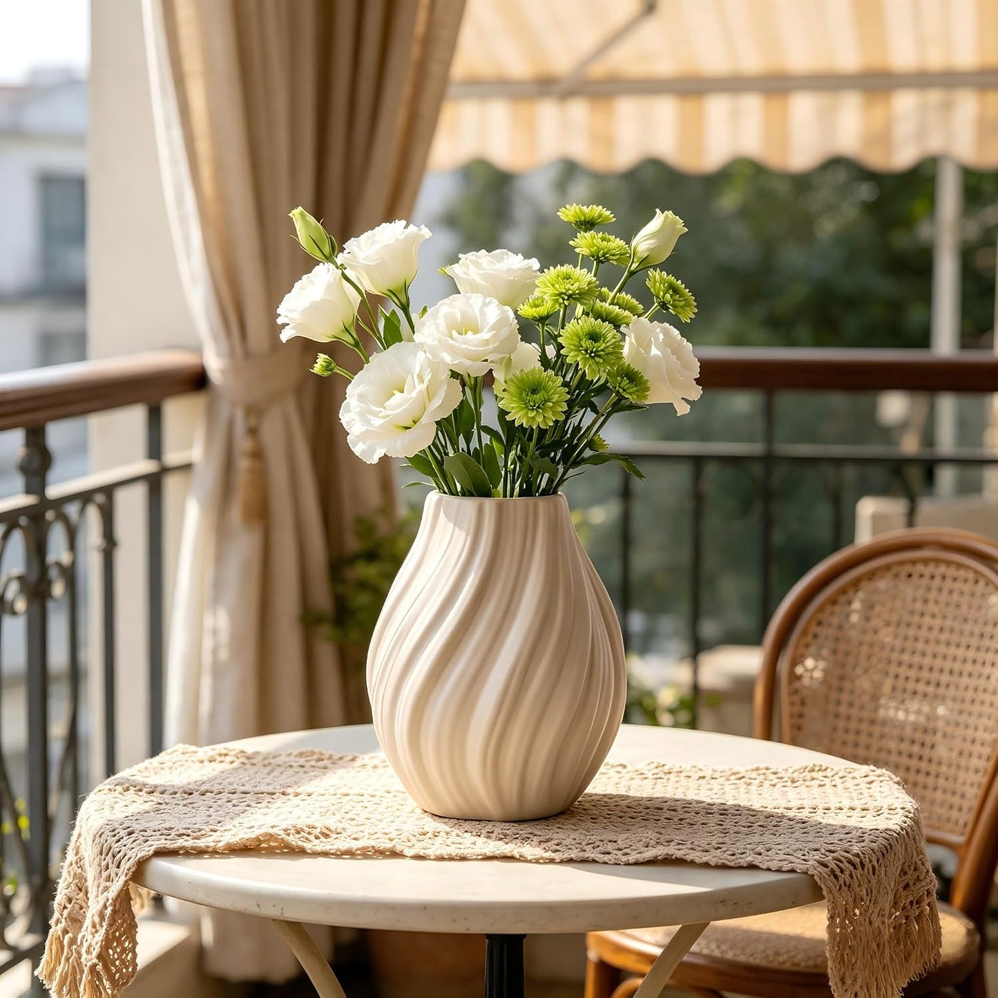 Modern White Ceramic Vase / Coffee Brown