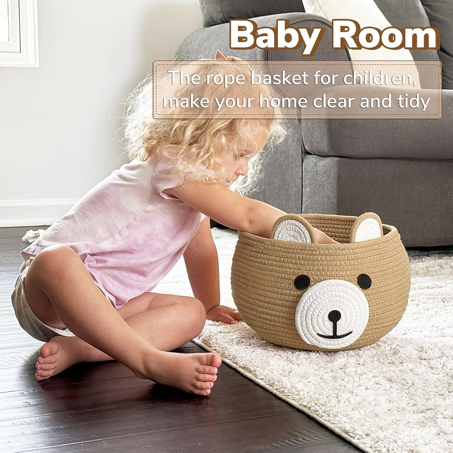Empty Baby Shower Basket / Brown / 10.5"D x 8.5"H