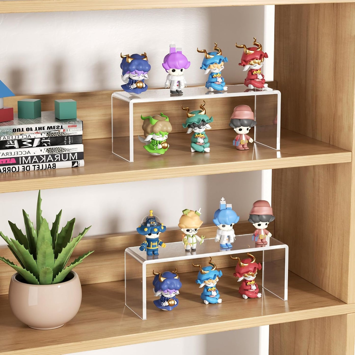 Aminigram 8 Pack Large Acrylic Risers Display Stands, Perfume Organizer Stand, Clear Acrylic Shelf for Show Display