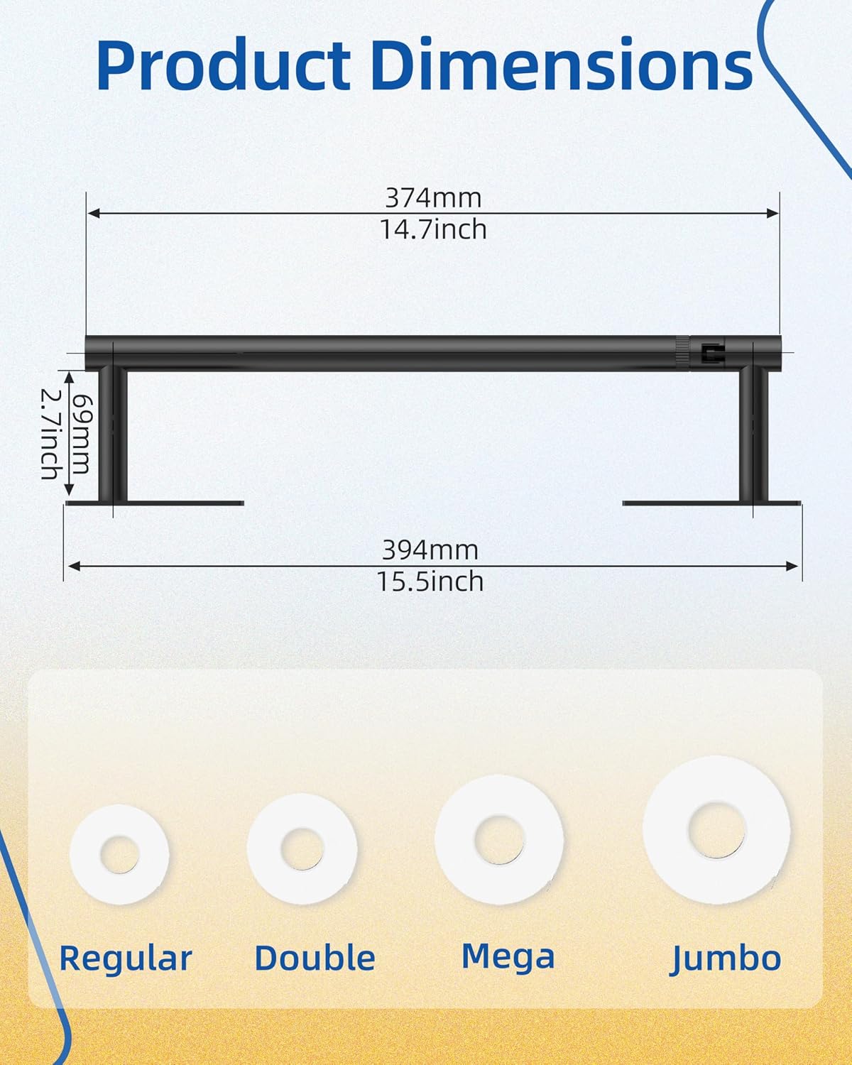 RUACQ Paper Towel Holder Under Cabinet, Stainless Steel, Matte Black | Drill Wall Mount or Adhesive, Square Base