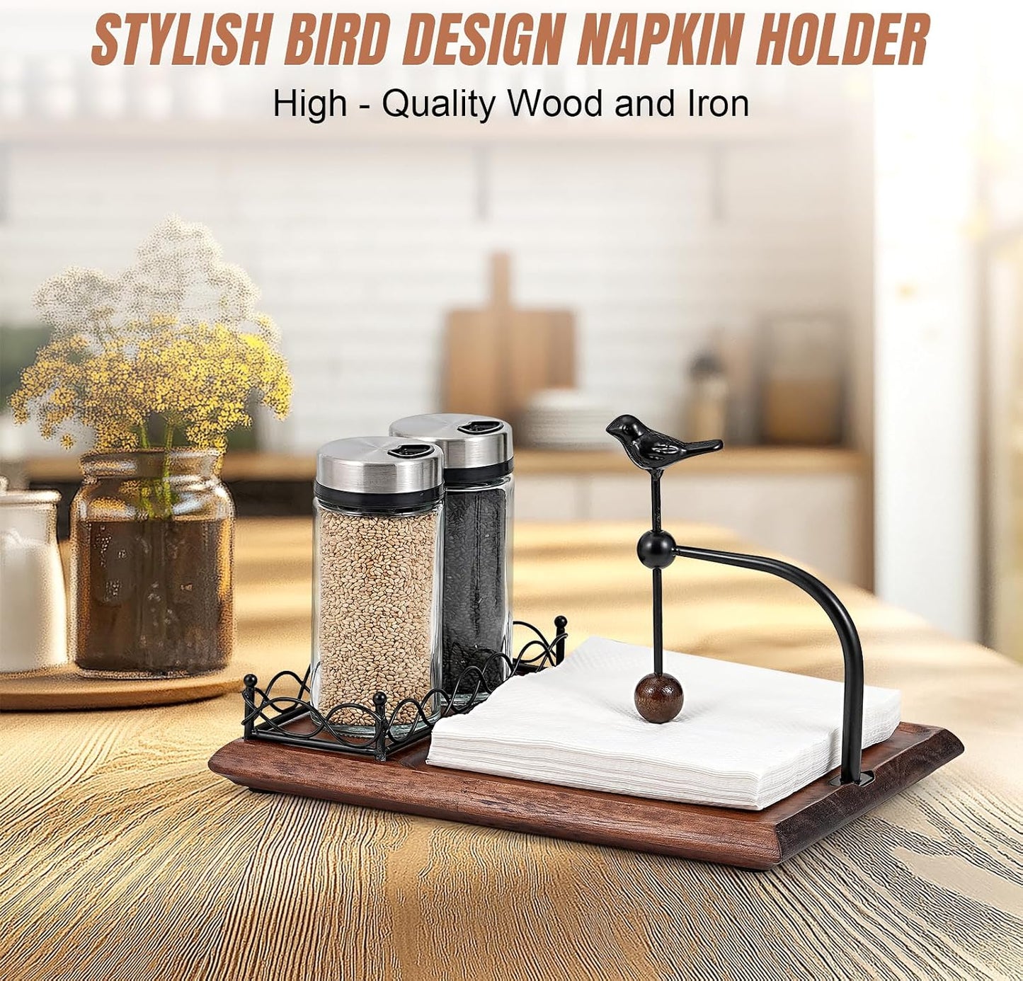 Napkin Holder / Salt and Pepper Shakers Storage Shakers / with Spice Rack