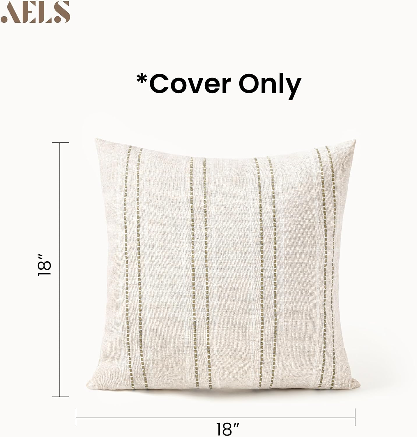Boho Textured Pillow Case / Beige with White & Brown / 18 x 18 / Set of 2