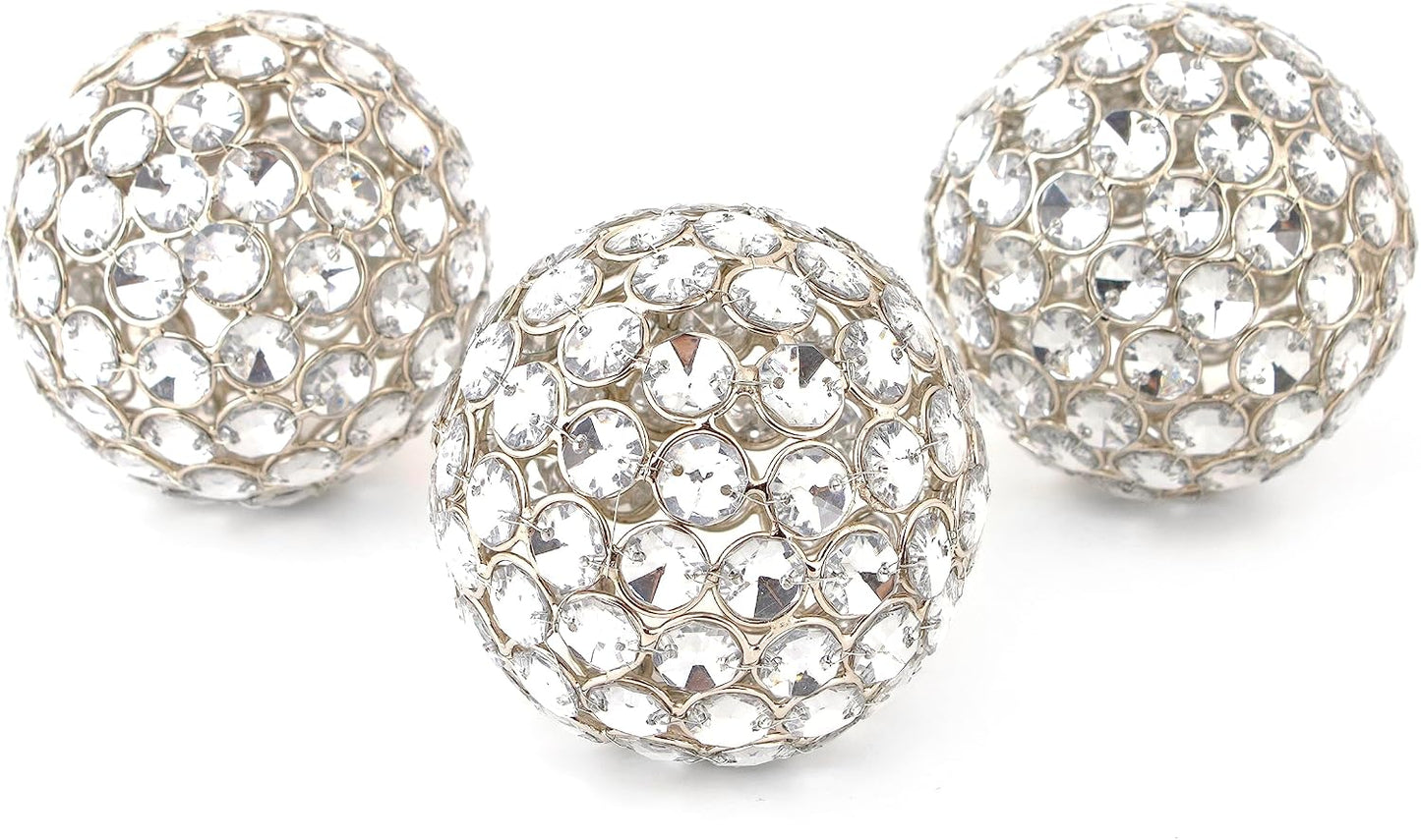 Decorative Metal Sphere / Silver / 4 Inch / Set of 3