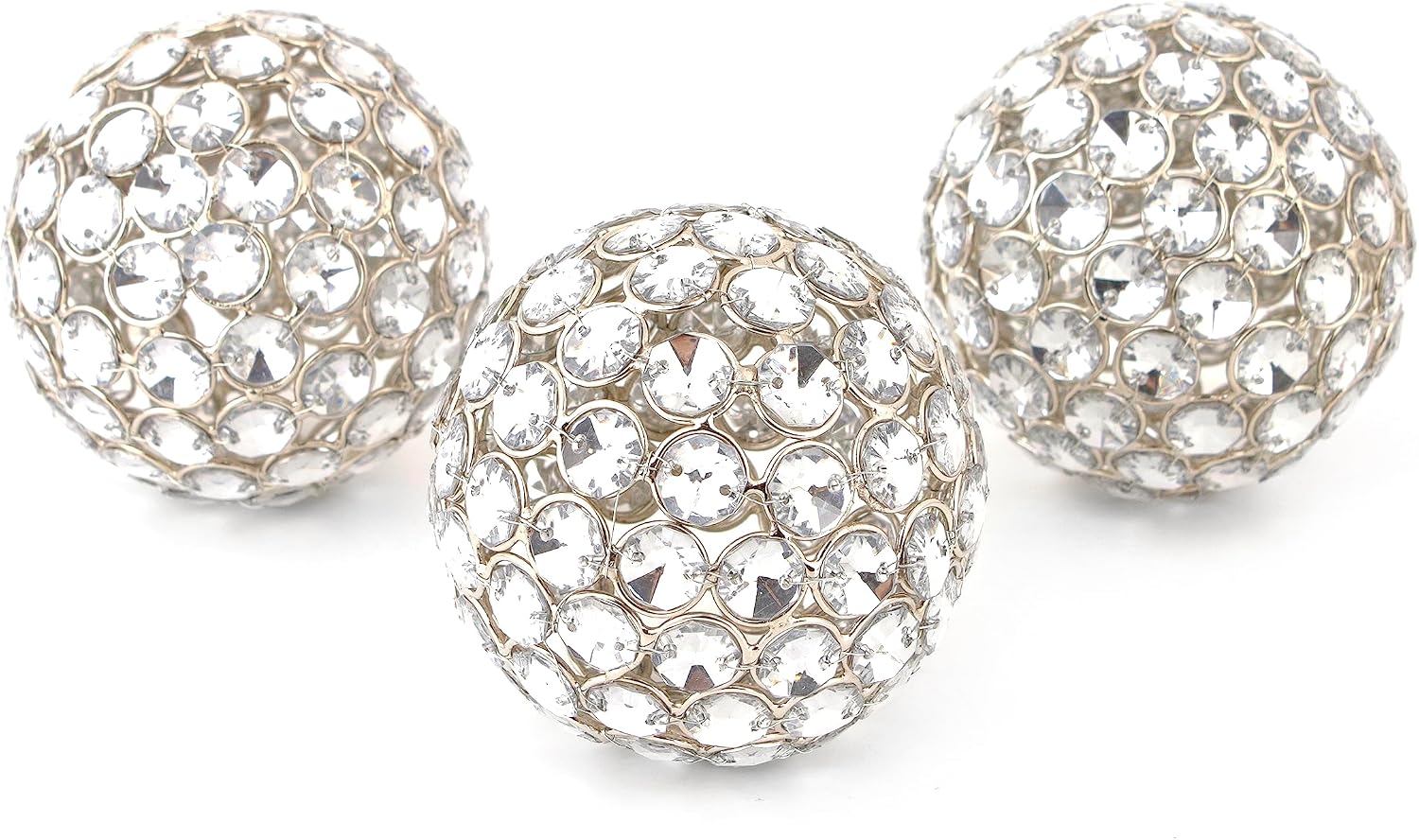 Decorative Metal Sphere / Silver / 4 Inch / Set of 3
