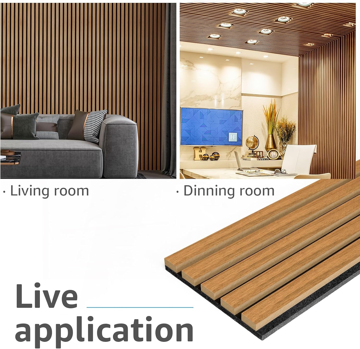 Art3d 4-Pack Acoustic Wood Slat Wall Panels for Interior Decor, 3D Fluted Sound Absorbing Wood Paneling for Accent Wall