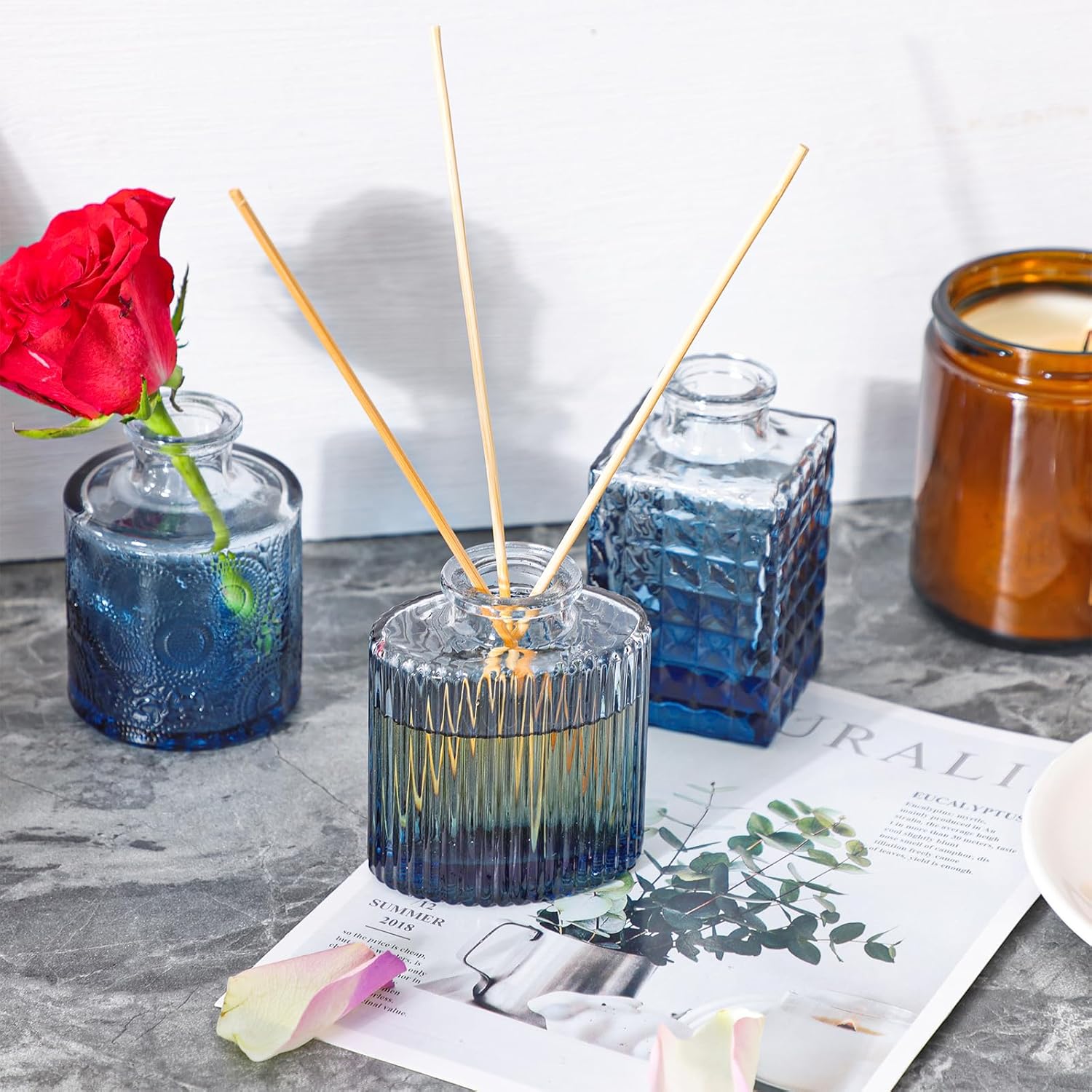 36 Bud Vases Glass Bud Vase Set / Blue / Set of 36