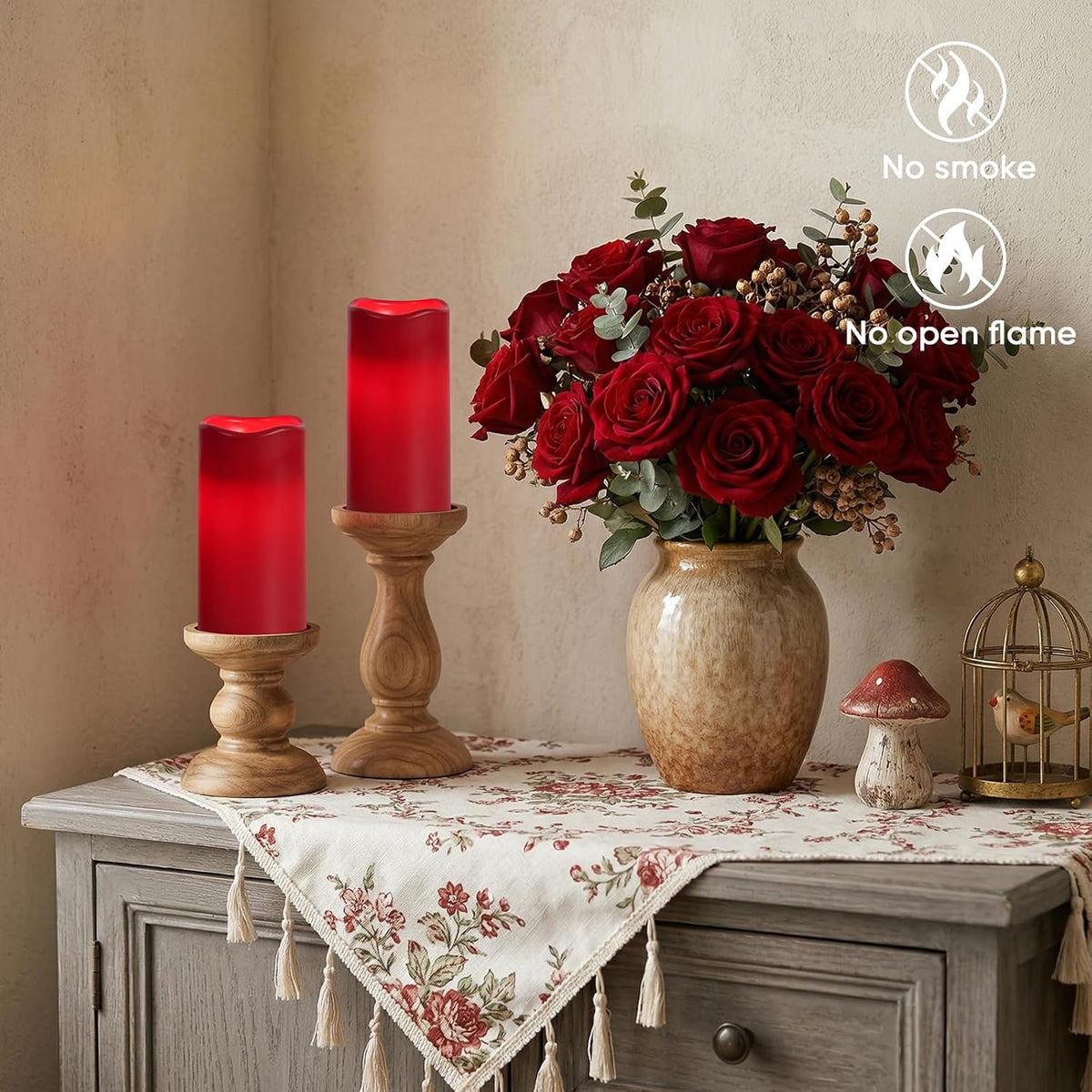 Amagic 3"x6" Red Flameless Candles with Remote, Christmas Candles Battery Operated with Timer, Waterproof LED Pillar