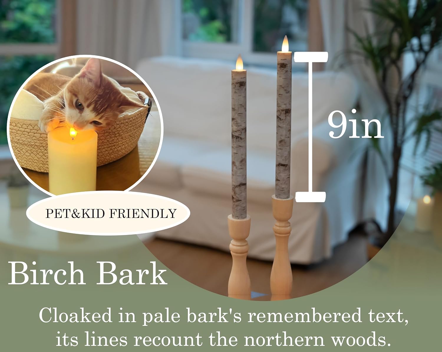 Flameless Taper Candles Flickering with Remote and Timer, 3D Moving Flame Taper Candle Battery Operated to 400 Hours, 9