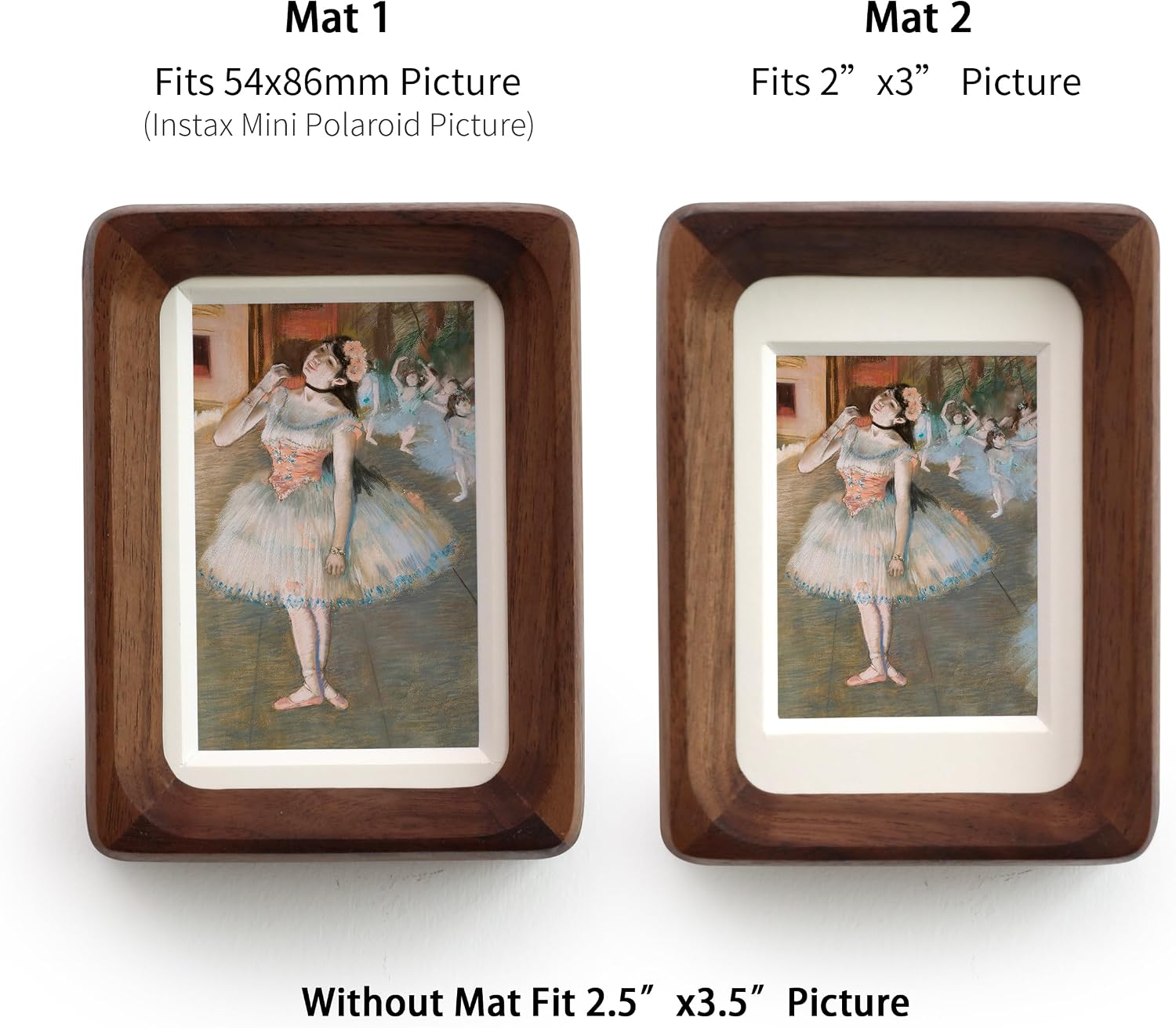 Walnut Wood Picture Frame / 2.5 x 3.5 / Matted To / Natural Walnut