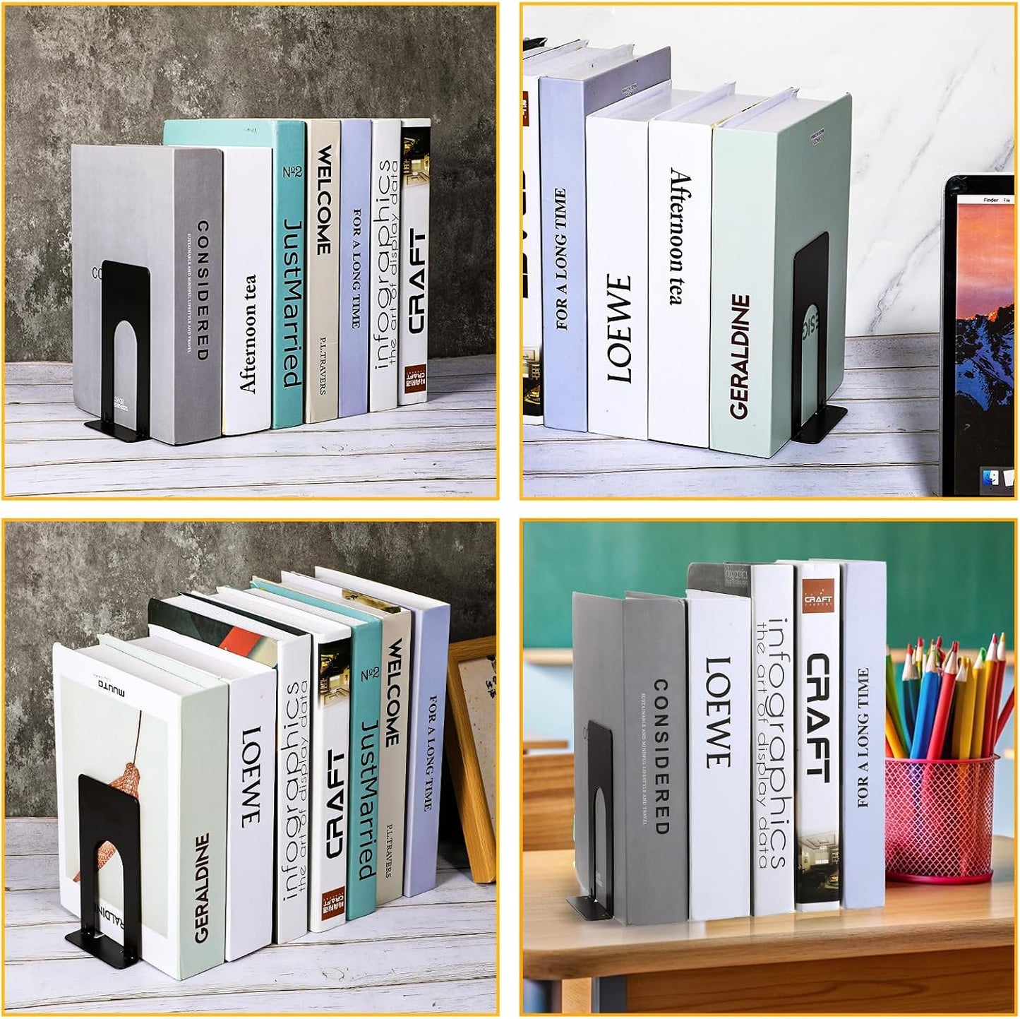 10 Pairs Metal Book Ends