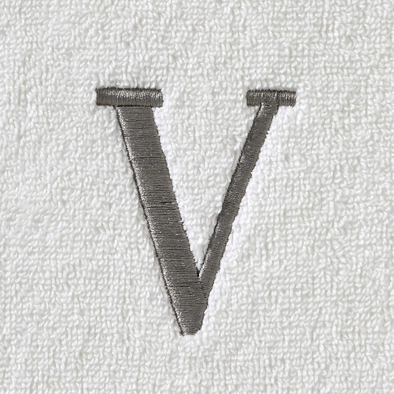 SKL Home Casual Monogram Hand Towel Set-2pc, Embroidered V, White | Available in letters A-Z. Personalized style for