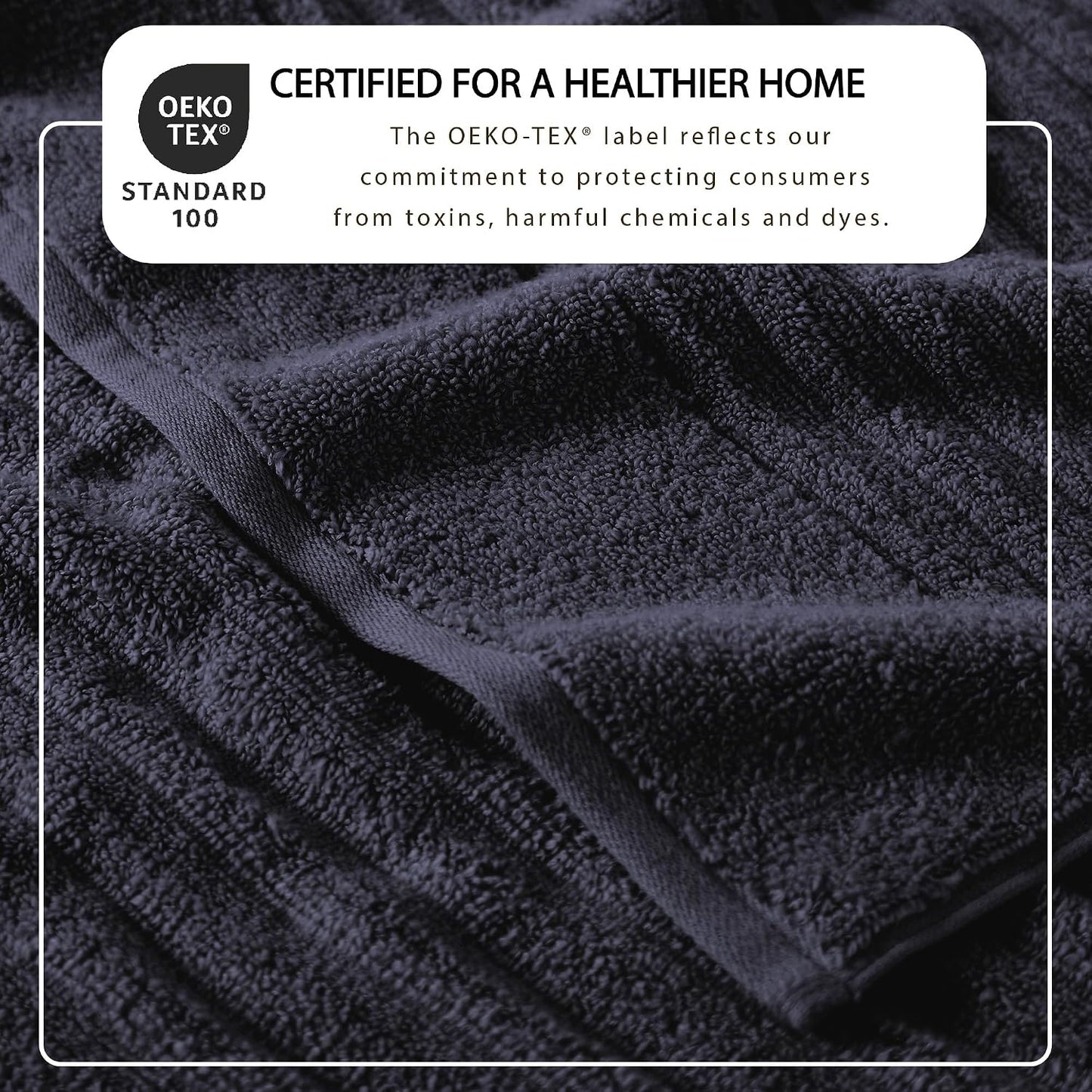 Great Bay Home 4 Pack Bath Towel Set - 100% Cotton Towels - Absorbent & Quick-Dry Towels for Bathroom (Navy Blue)