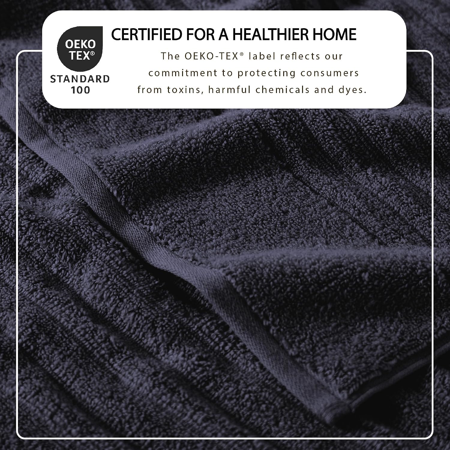 Great Bay Home Bath Towel Set - 100% Cotton 6 Piece Towel Set - Absorbent & Quick-Dry Towels for Bathroom (Navy Blue)
