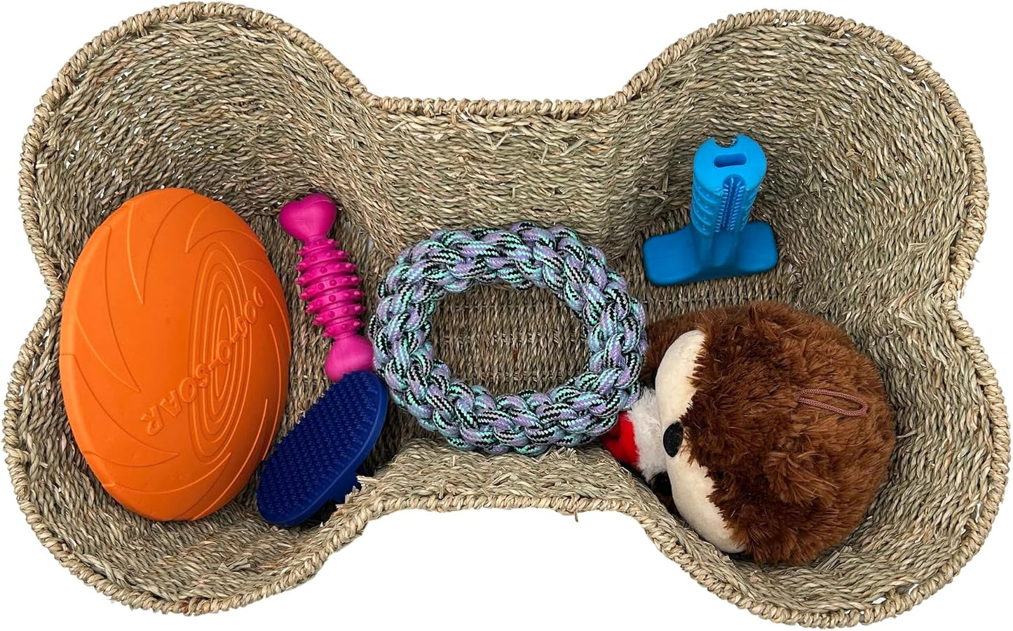 Seagrass Bone Shaped Dog Toy Bin / 22 x 14 / Large