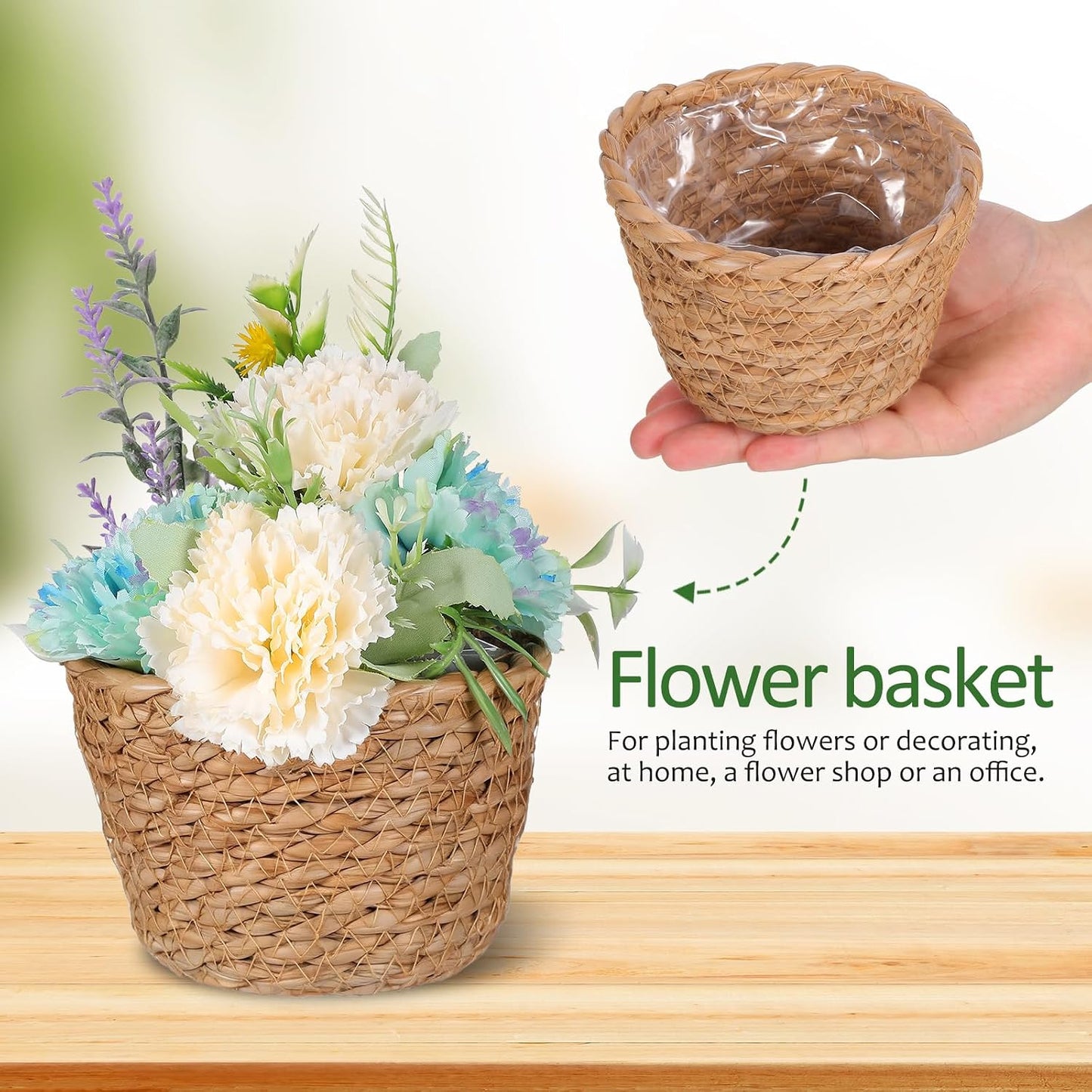 Hand-Woven Seagrass Plant Basket Planter / Set of 2