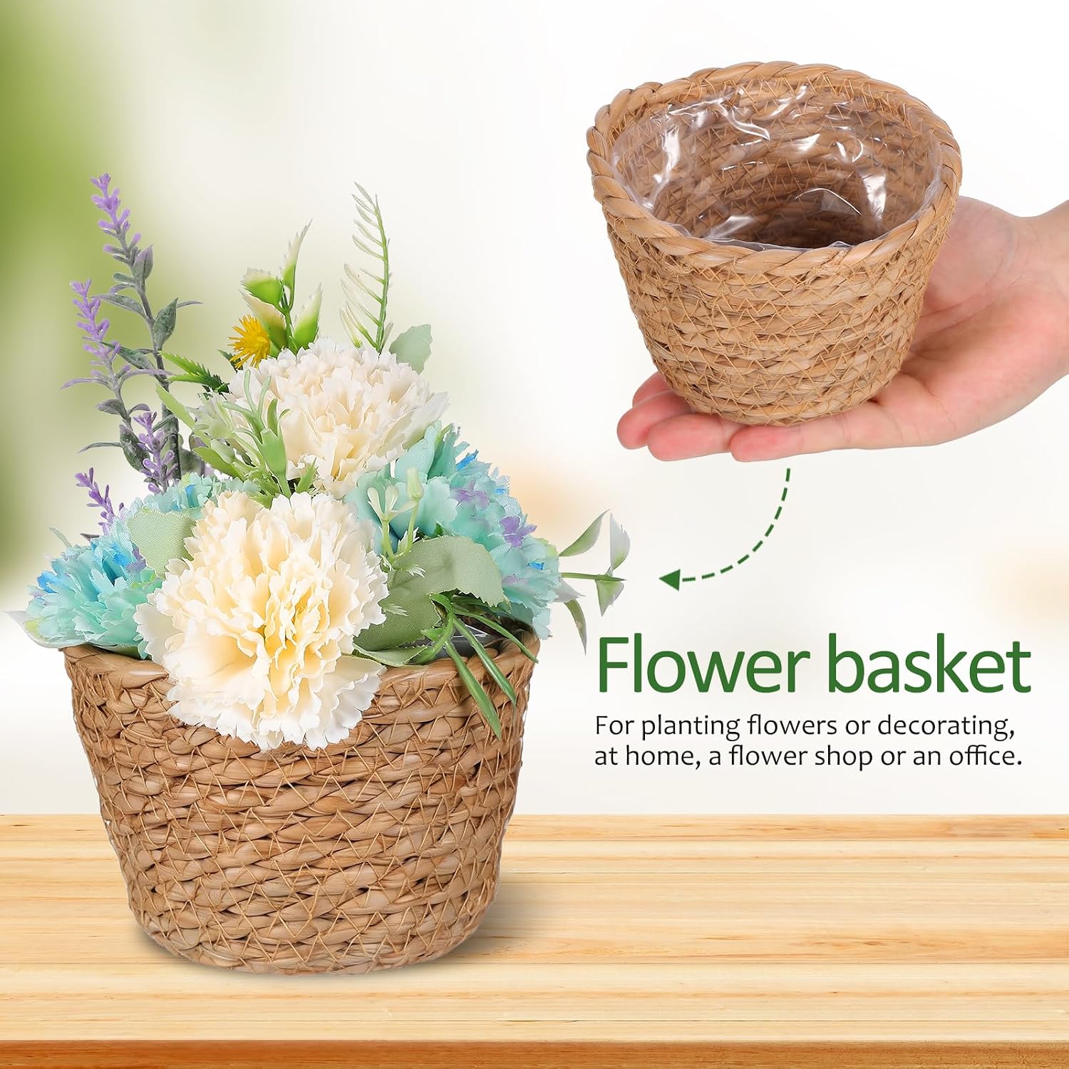 Hand-Woven Seagrass Plant Basket Planter / Set of 2