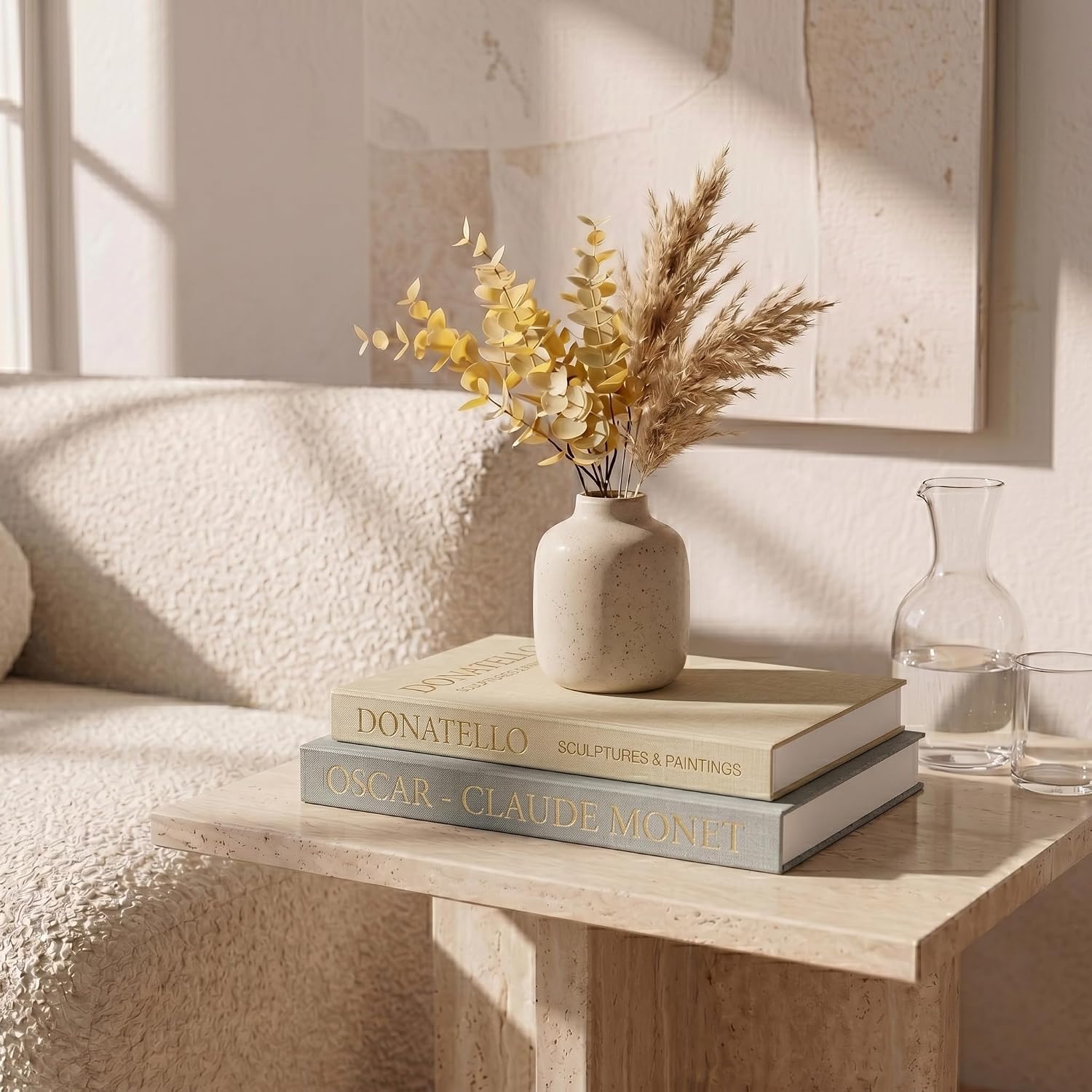 Faux Books for Decoration / Green - Beige / Set of 2