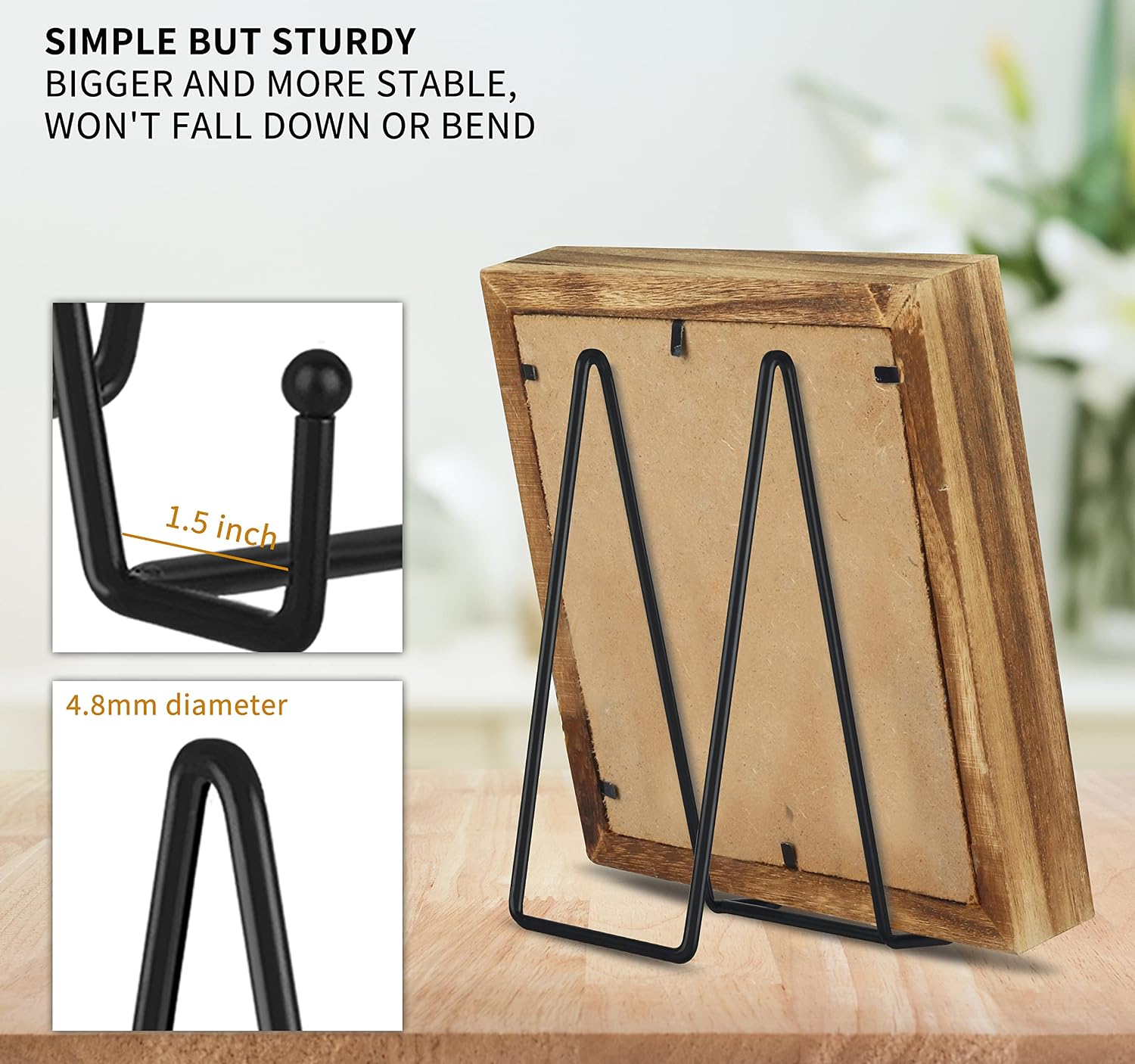 Black Metal Plate Holder Display Stands for Picture / Black 8 In / 8 Inch / Set of 3