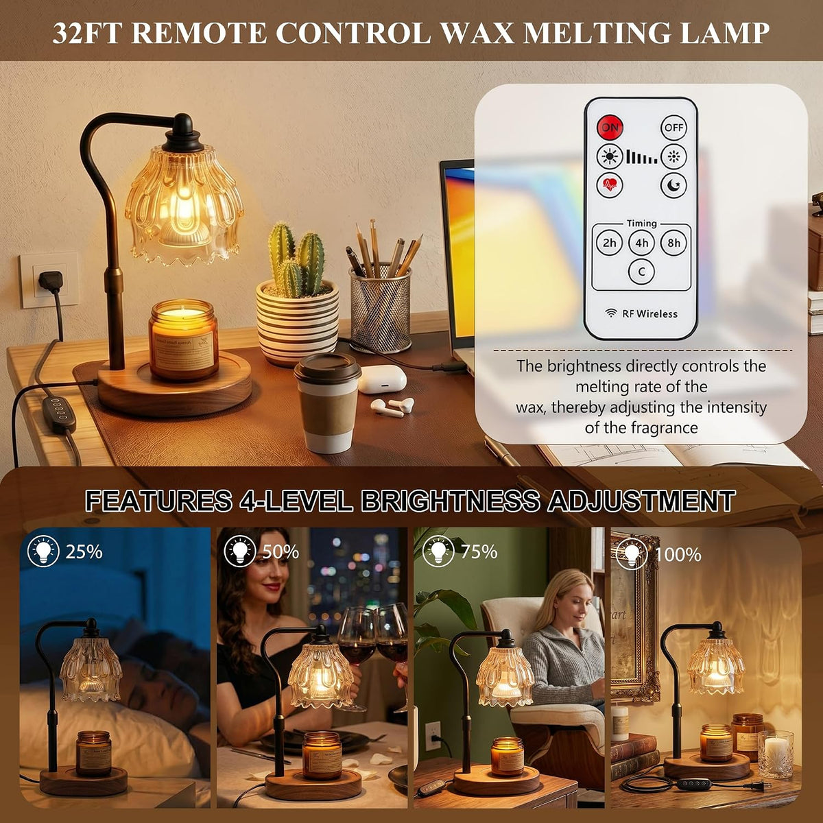 Candle Warmer Lamp with Timer and Wireless Remote Control | Dimmable Candle Warmer for Jar Candles, Mothers Day