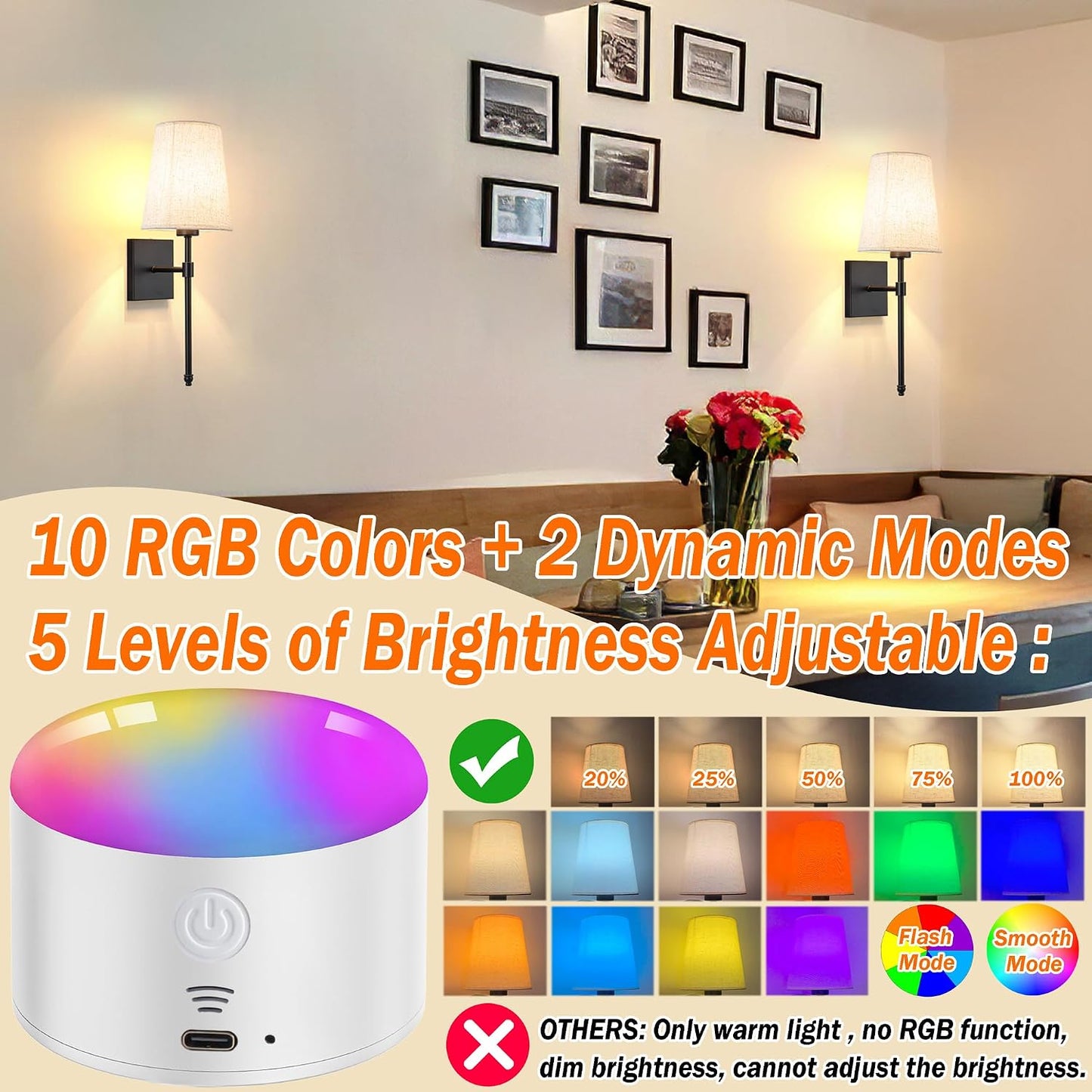 Battery Operated Wall Sconce Light Set Of Two, Battery Operated Sconces Wall Lighting Indoor Wireless Wall Sconce With