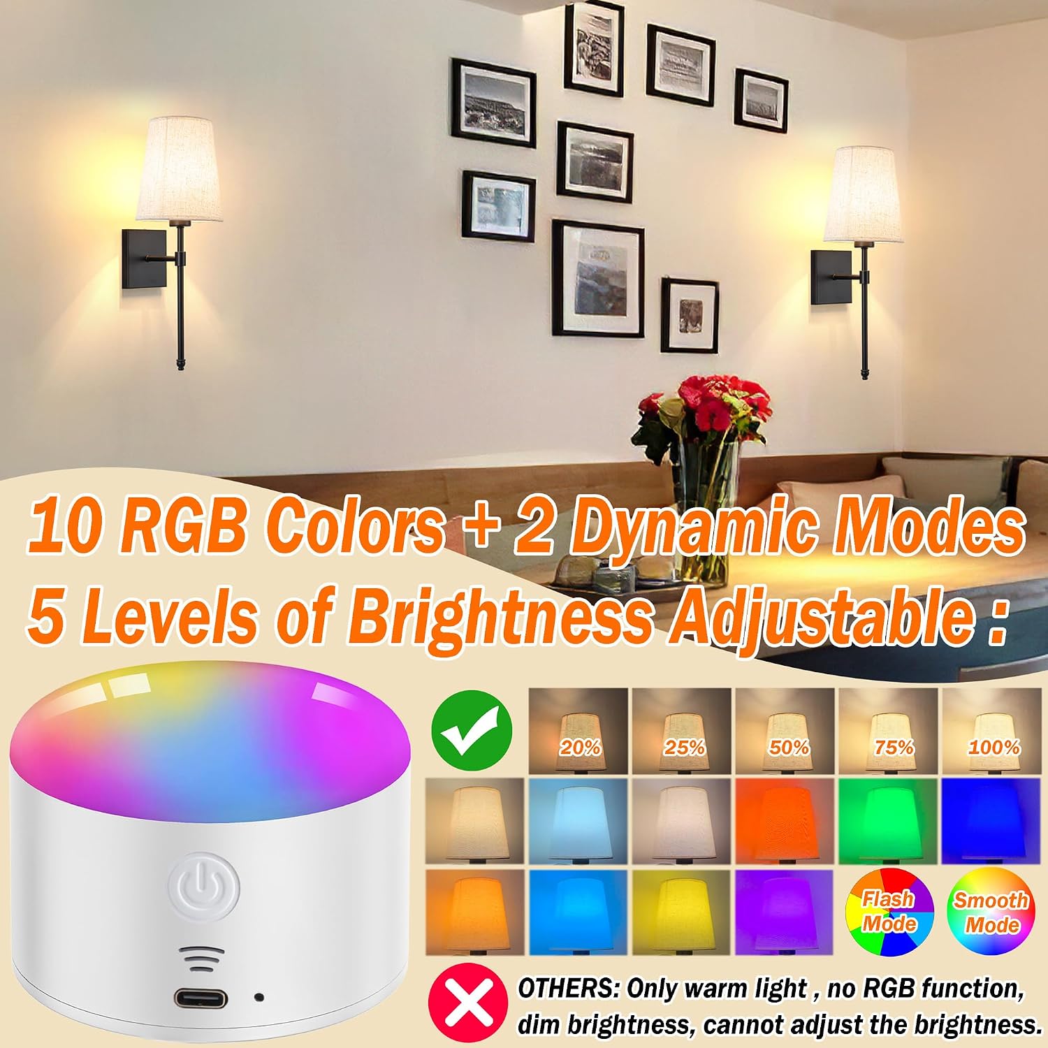 Battery Operated Wall Sconce Light Set Of Two, Battery Operated Sconces Wall Lighting Indoor Wireless Wall Sconce With