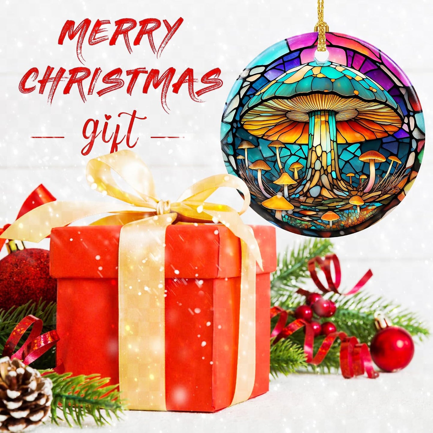 Stained Ceramic Mushroom Ornament / Mushroom-s126