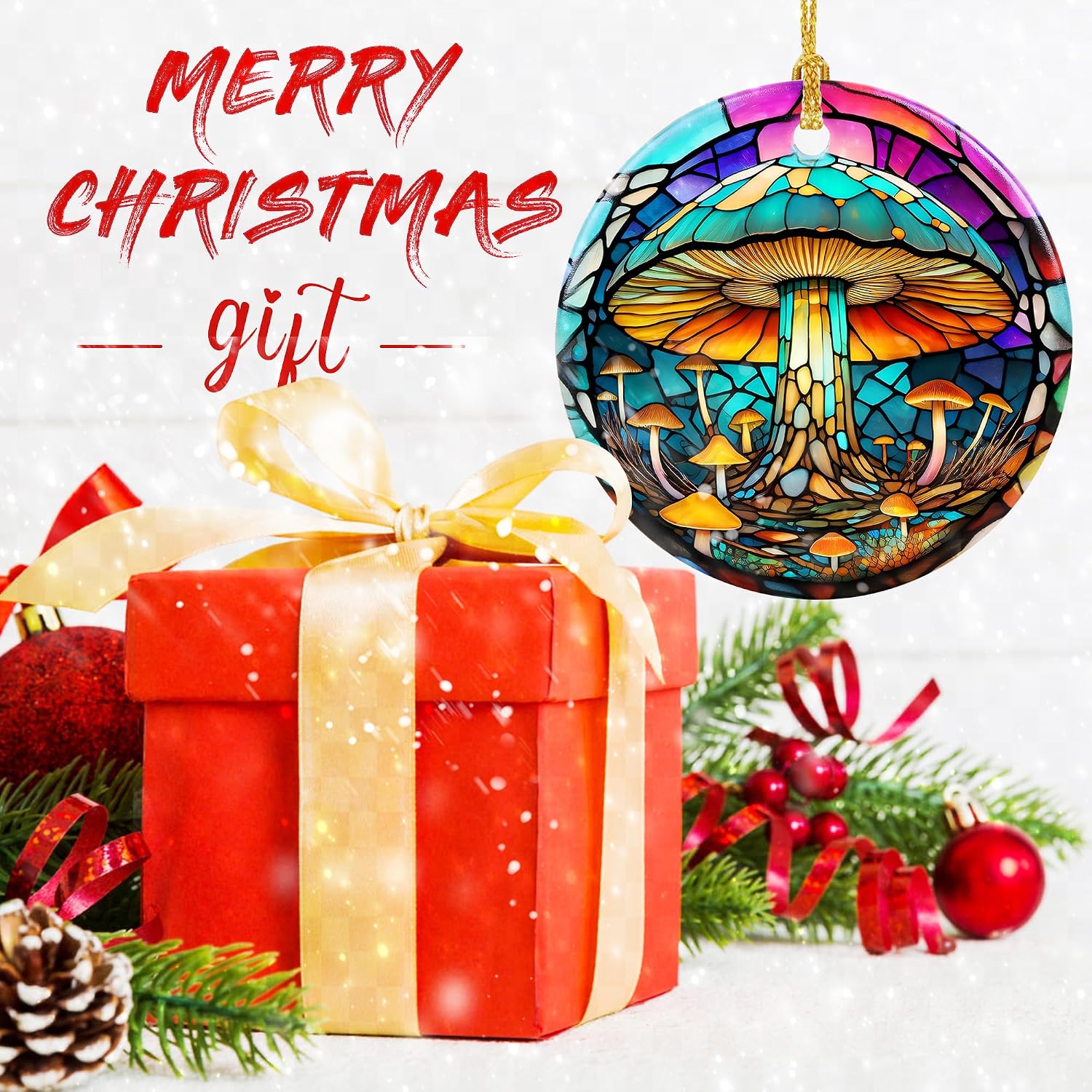 Stained Ceramic Mushroom Ornament / Mushroom-s126