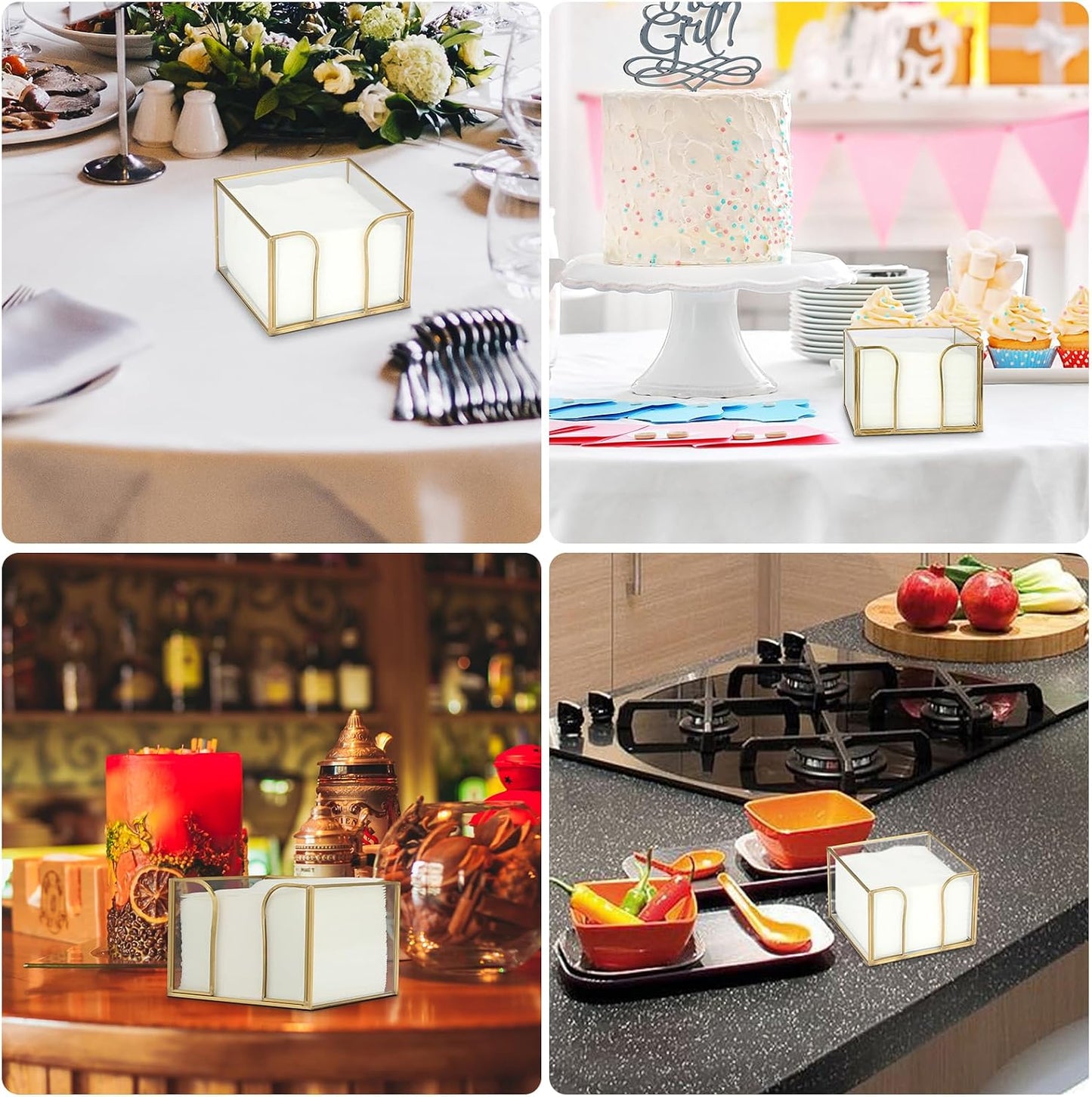 Glass Napkin Holder / Gold