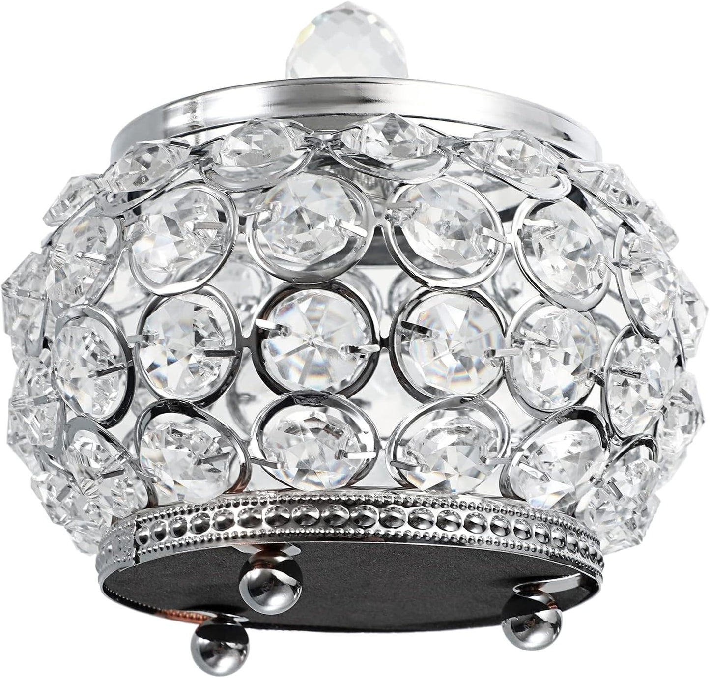 Glass Lid Trinket Organizer Mirrored Treasure Box Ring Holder Earrings Necklace / Small / Silver