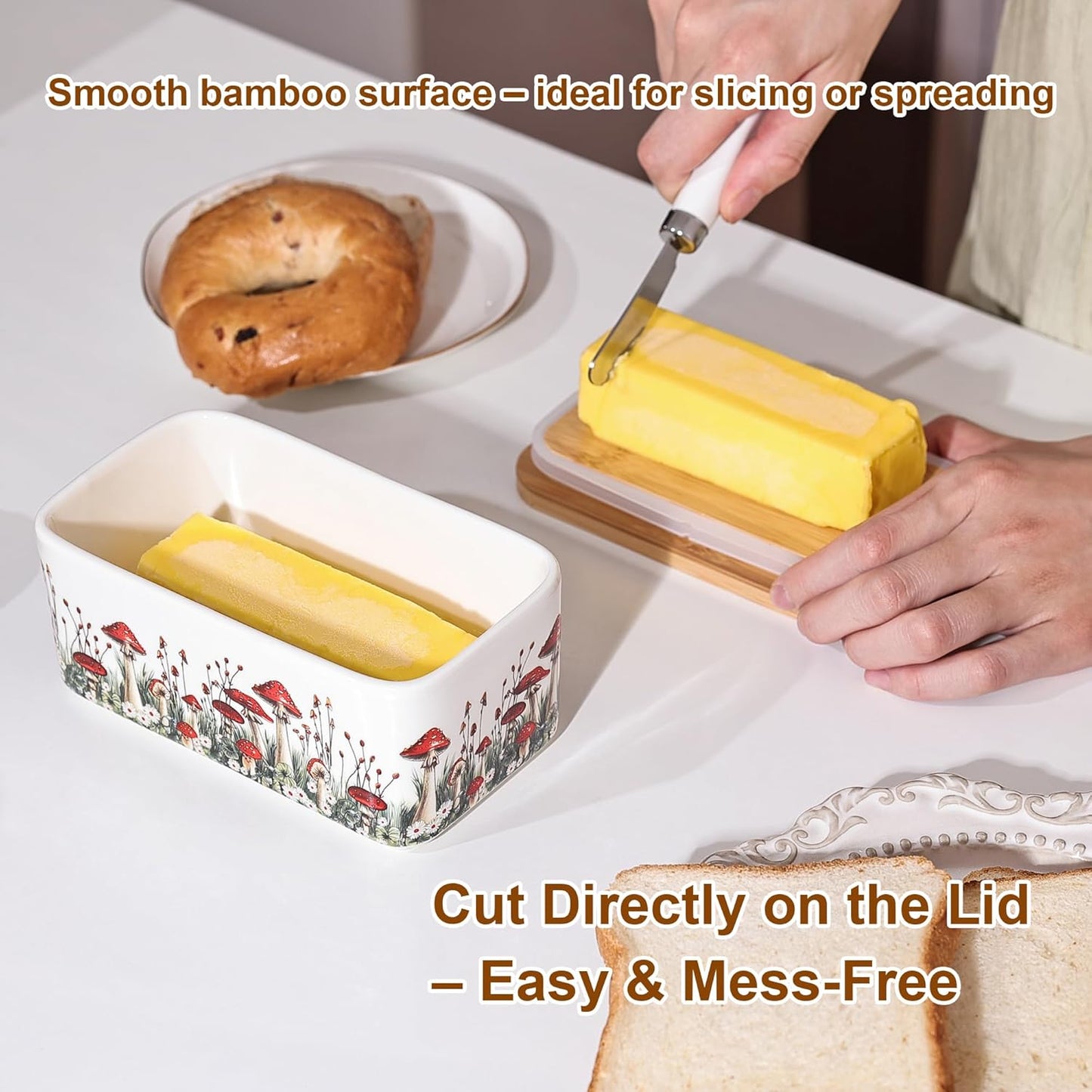Ceramic Mushroom Butter Dish