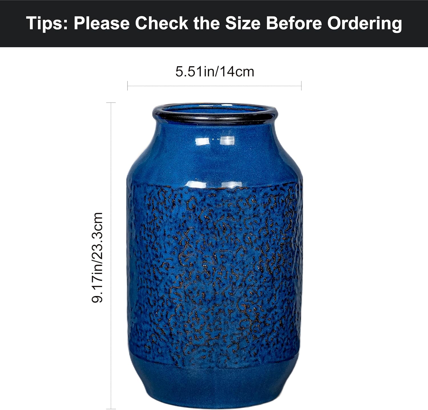Ceramic Flower Vase / Blue - 2 / 9 Inch