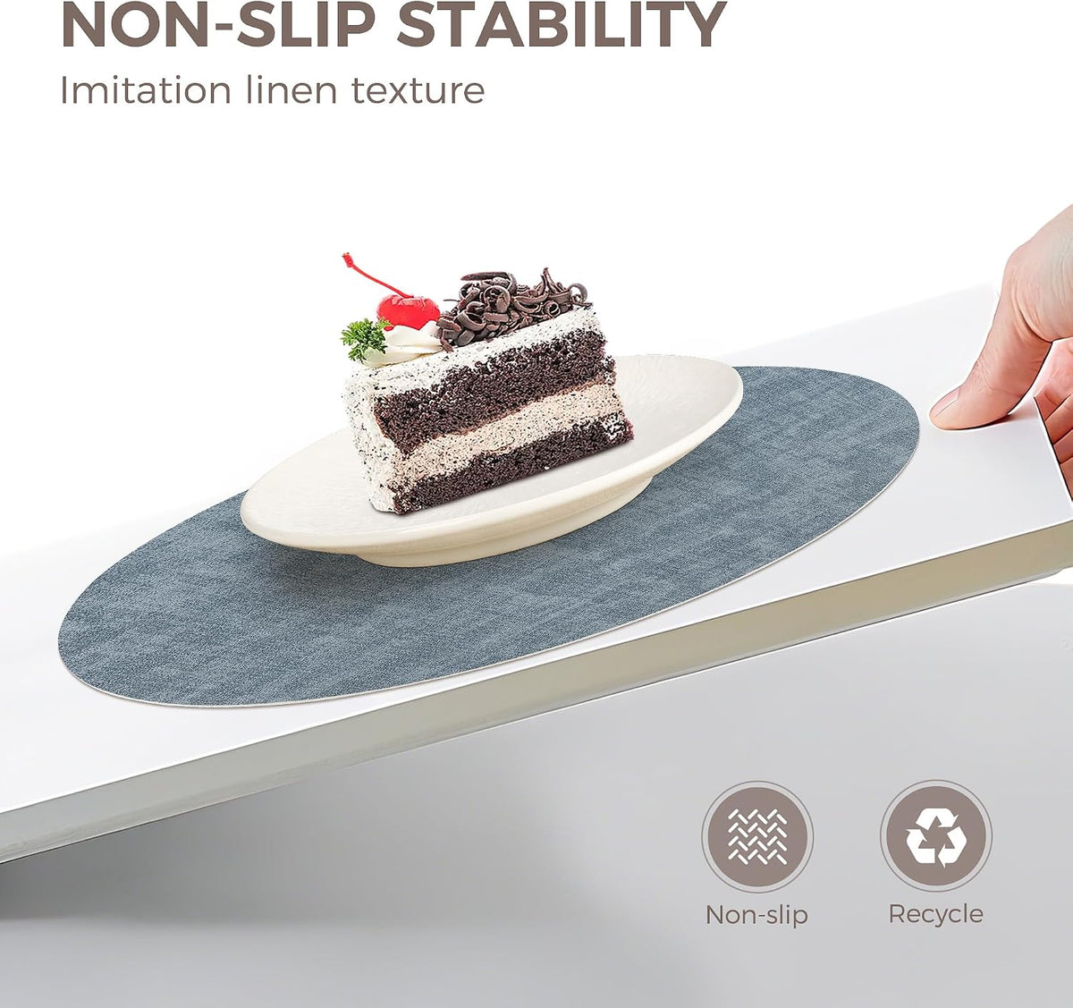 NCUE 13" Faux Leather Round Placemats Set of 6, Reversible Dual-Color | With 3.9" Coasters, 2 mm Vinyl Table Mats