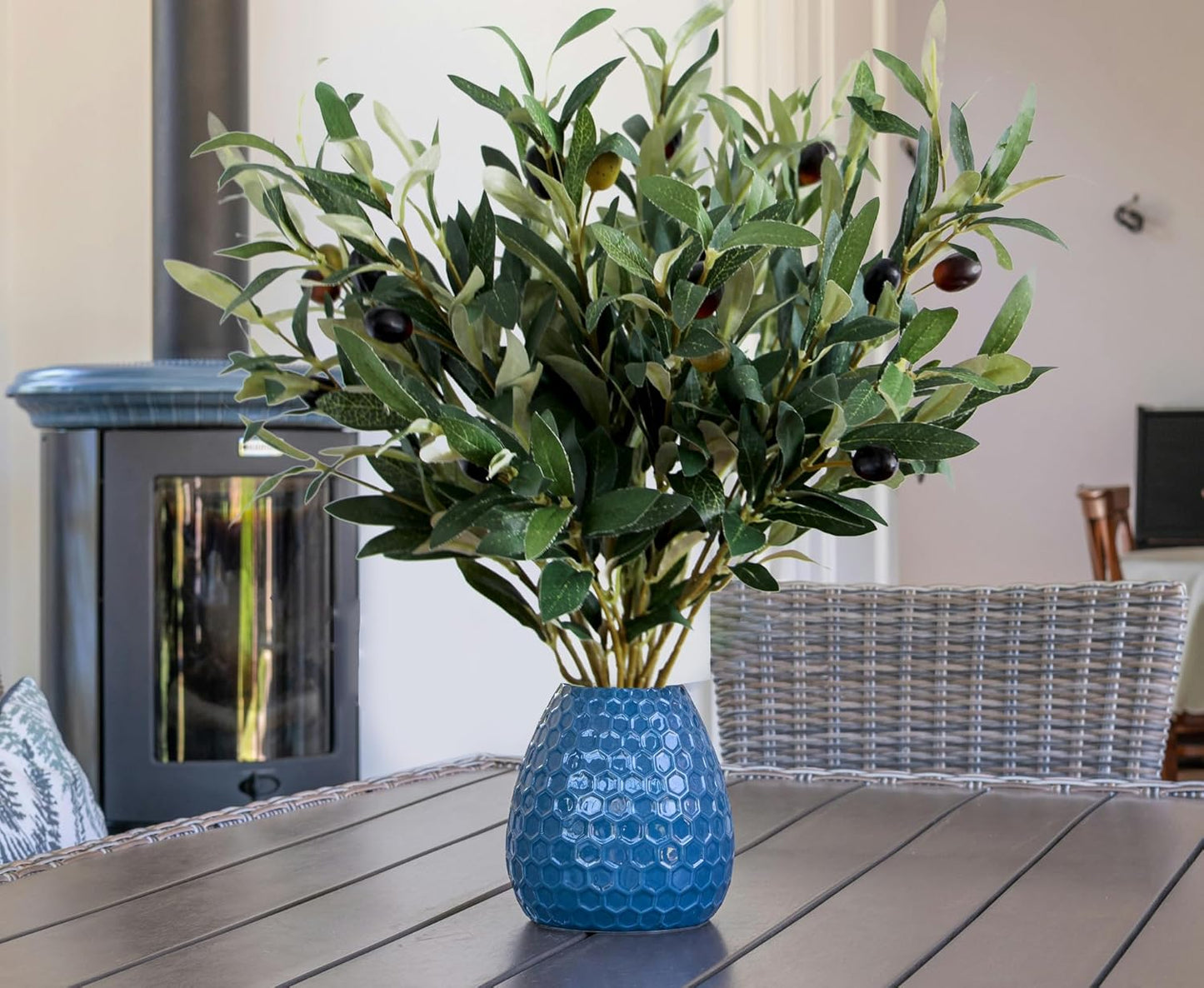 Artificial Olive Branches for Vases Faux Olive Tree Stems / 18.9 Inch / Set of 5