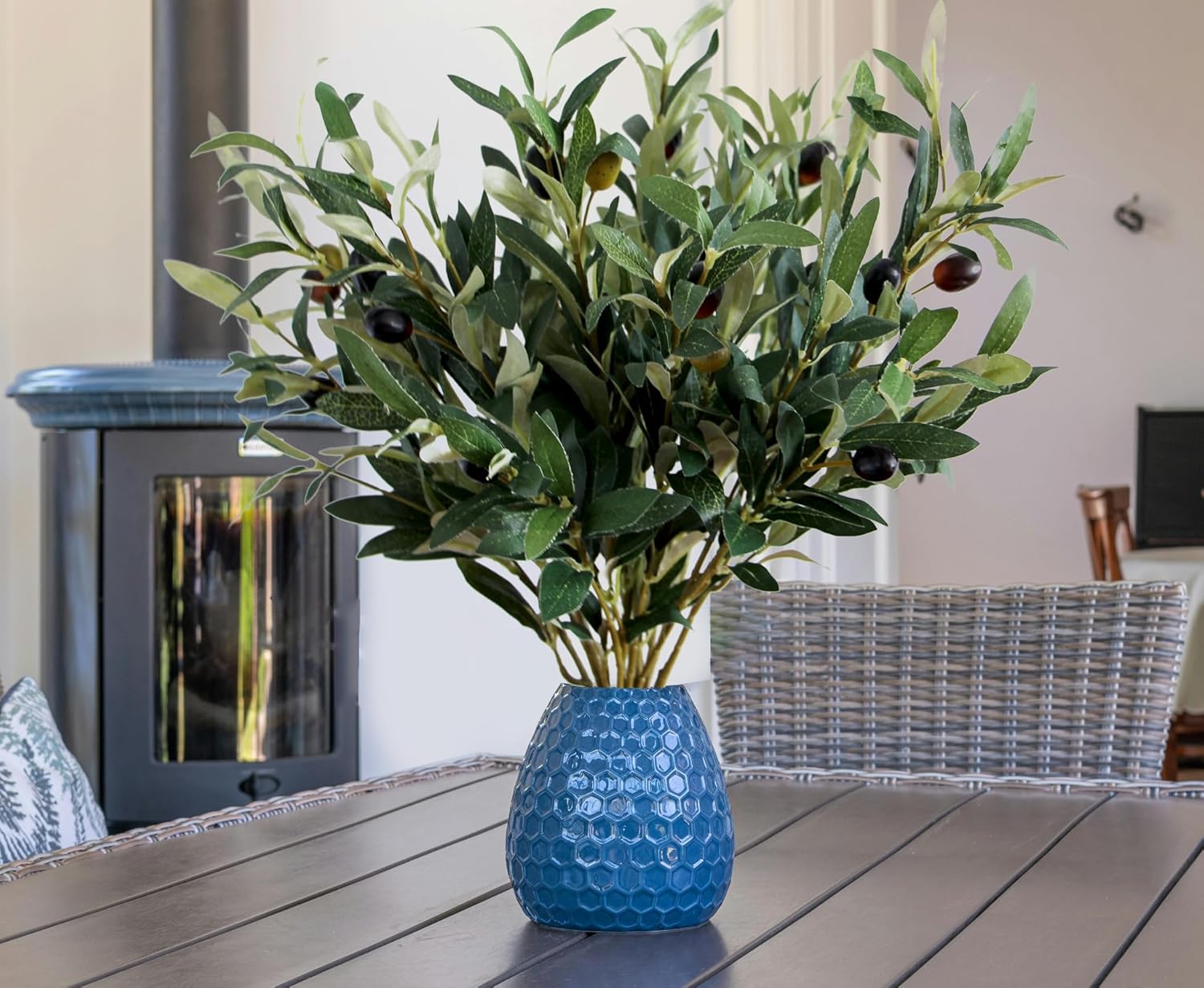 Artificial Olive Branches for Vases Faux Olive Tree Stems / 18.9 Inch / Set of 5