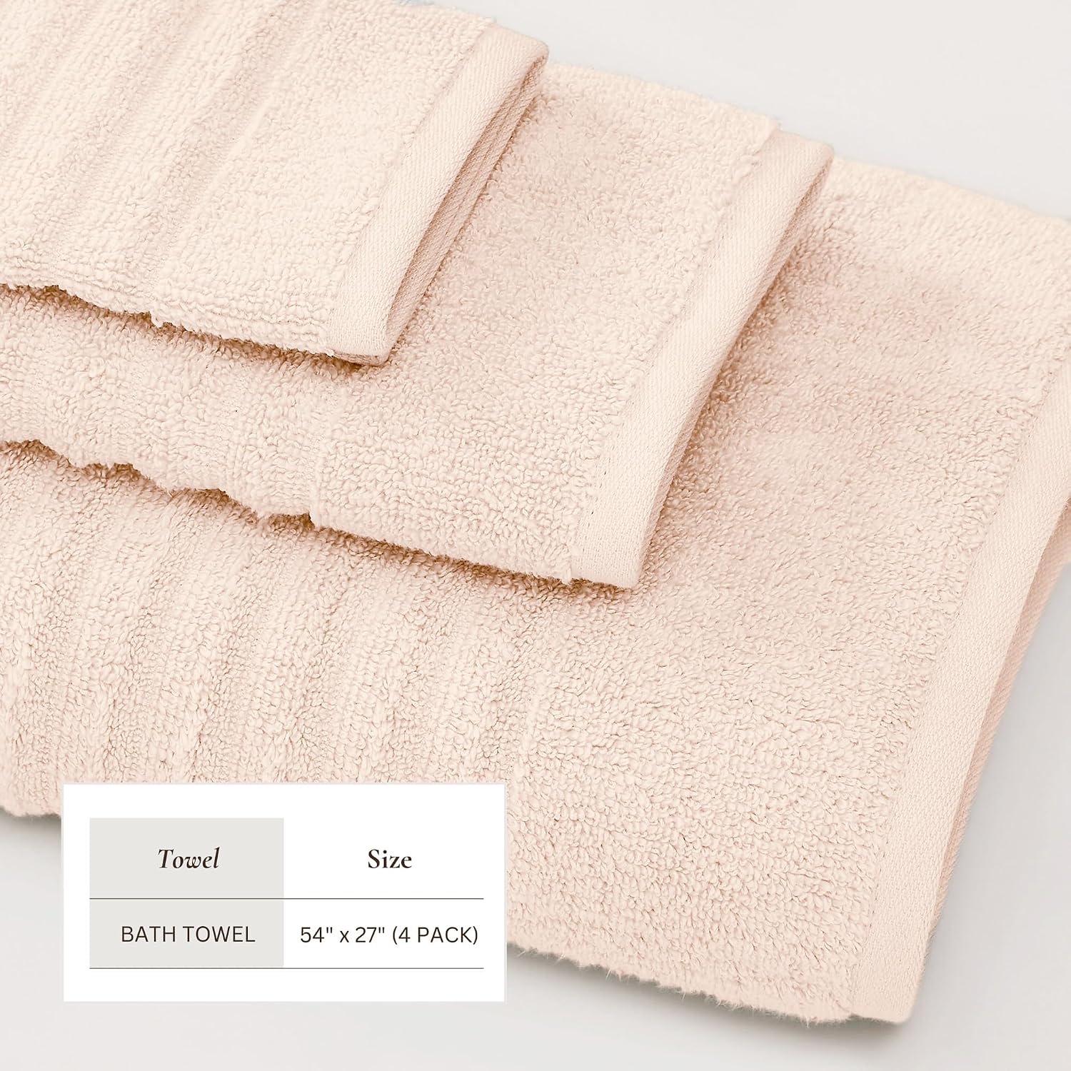 Great Bay Home 4 Pack Bath Towel Set - 100% Cotton Towels - Absorbent & Quick-Dry Towels for Bathroom (Pink Sand)