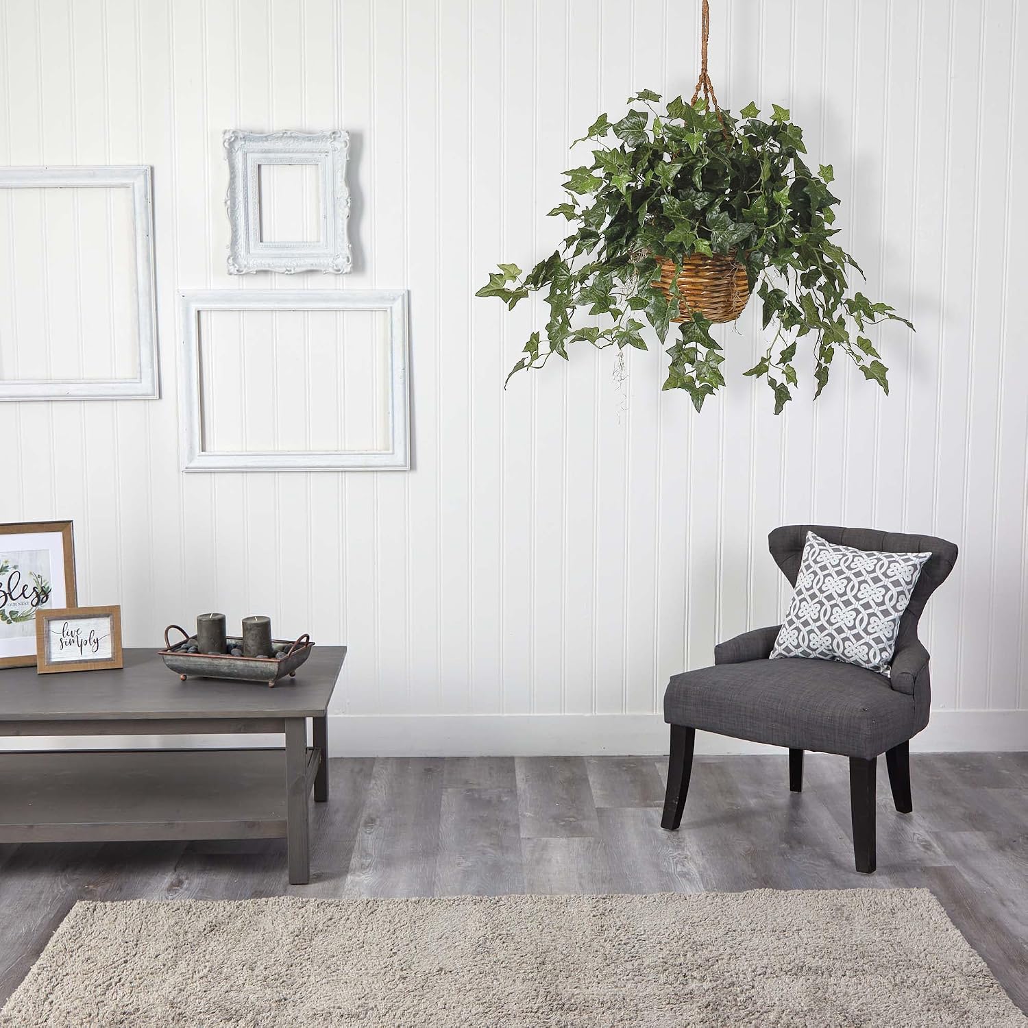 English Ivy Hanging Basket / Green / 36 x 36 x 26