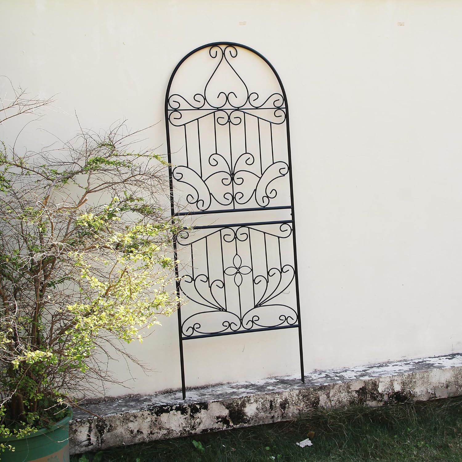 Trellis for Climbing Plants 59" H x 22" W Metal Unique Design Decorative Garden Structure Weather-Resistant Lattice