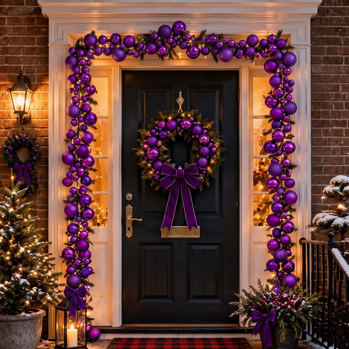 2 Pcs 6 ft Christmas Ball Ornament Garland, Dark Purple | Bauble Bulb Christmas Tree Ball Decoration Shatterproof