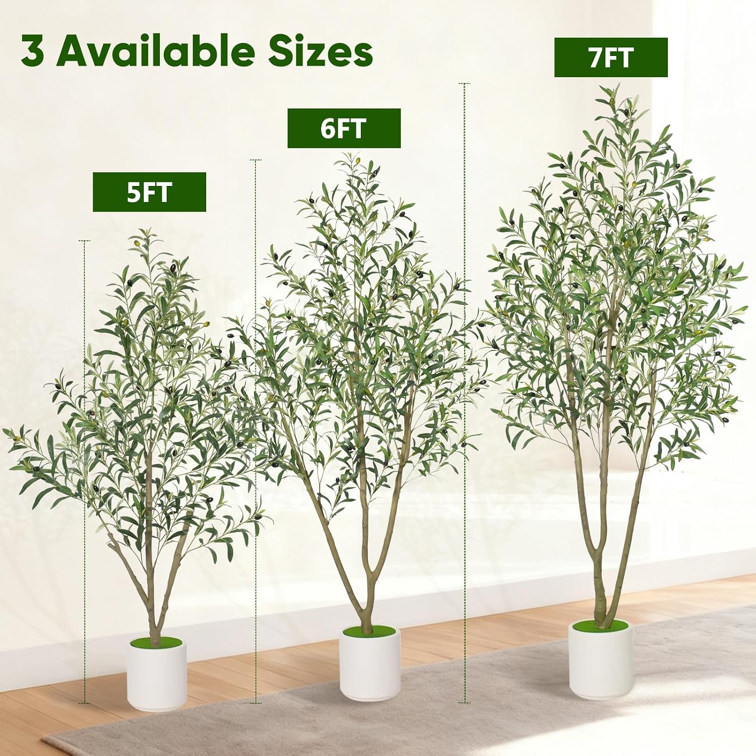 Artificial Plants Indoor Faux / 7 FT / White / 7 Inch
