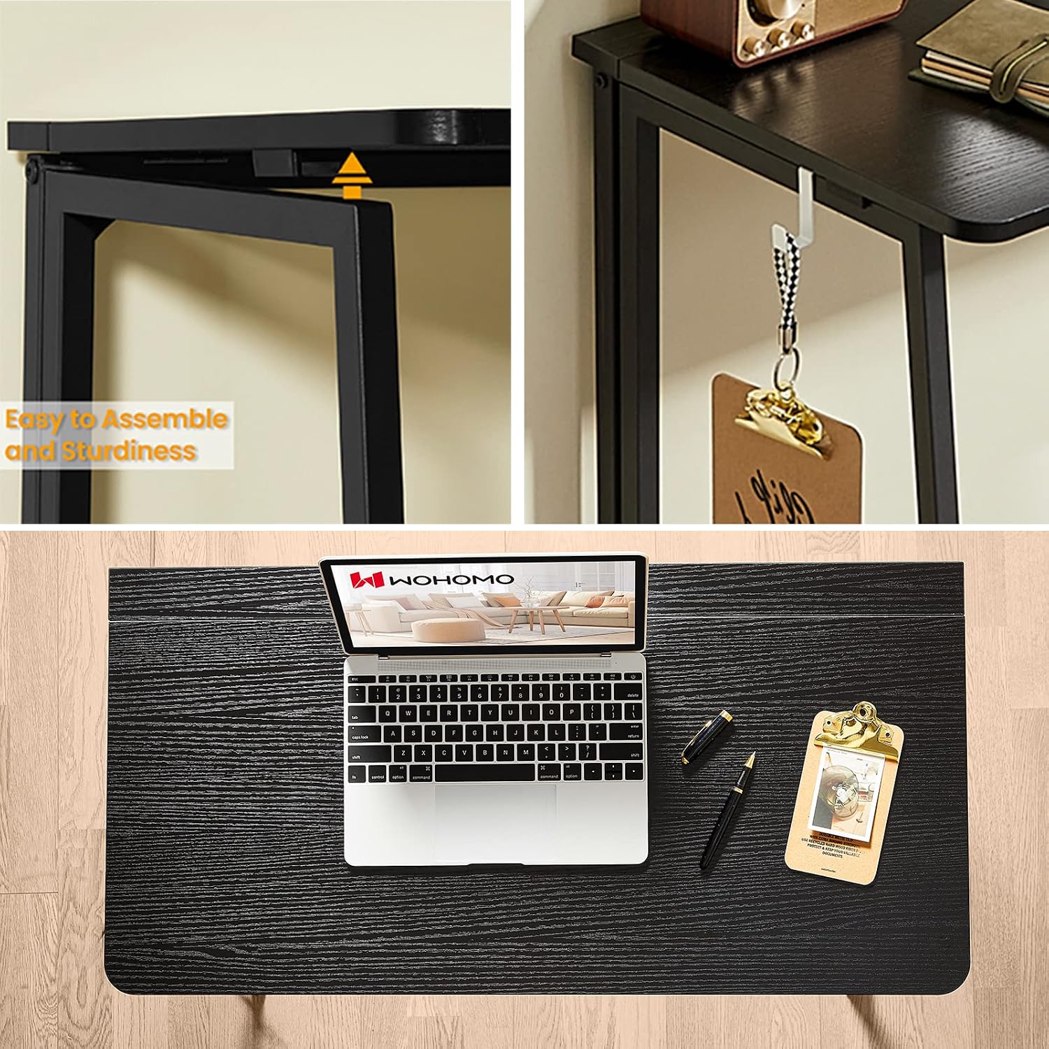 Folding Computer Desk / 31.5 x 15.7 / Small Size / Black