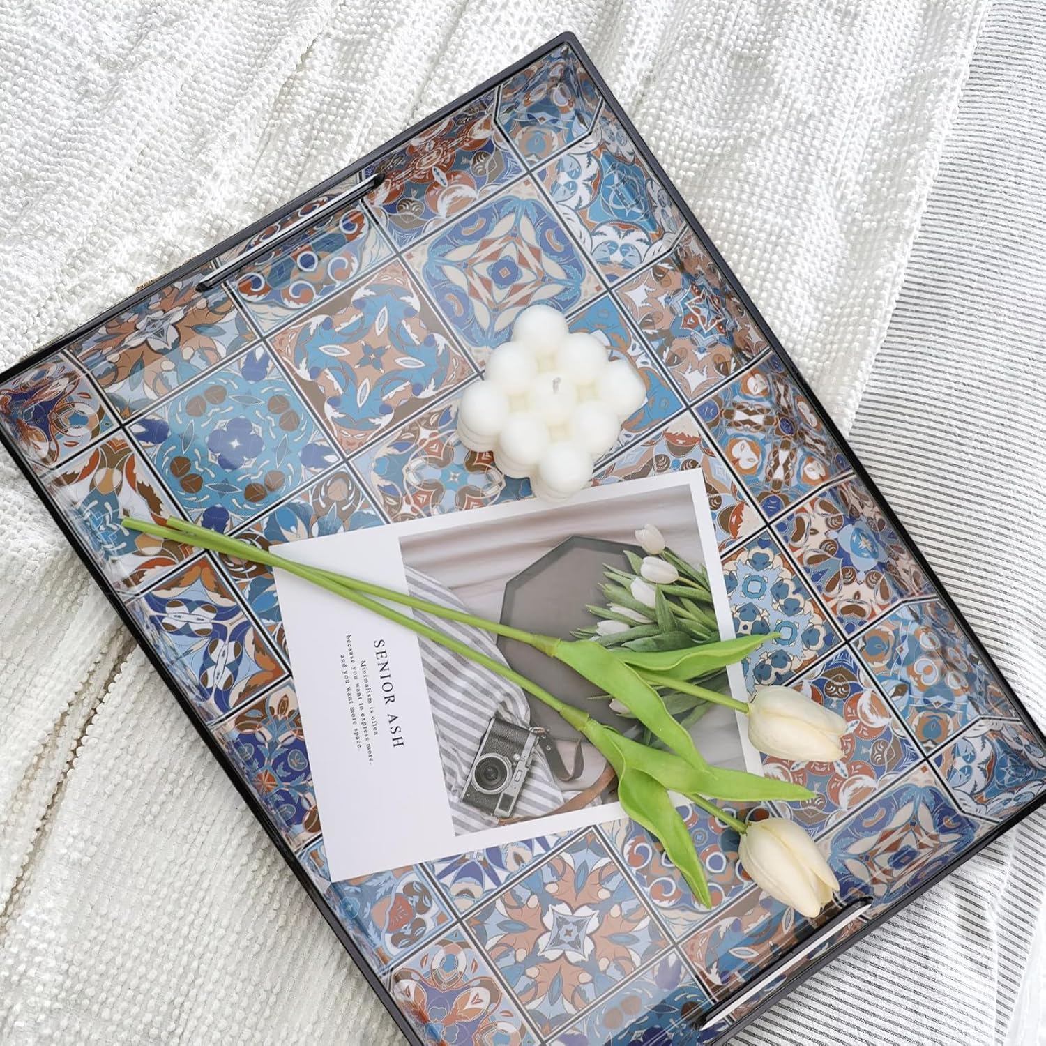 Serving Tray / Plastic Decorative Tray / Multi Boho