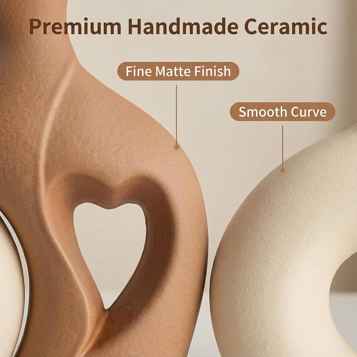 Nordic Ceramic Vase / Beige and Brown / Set of 2