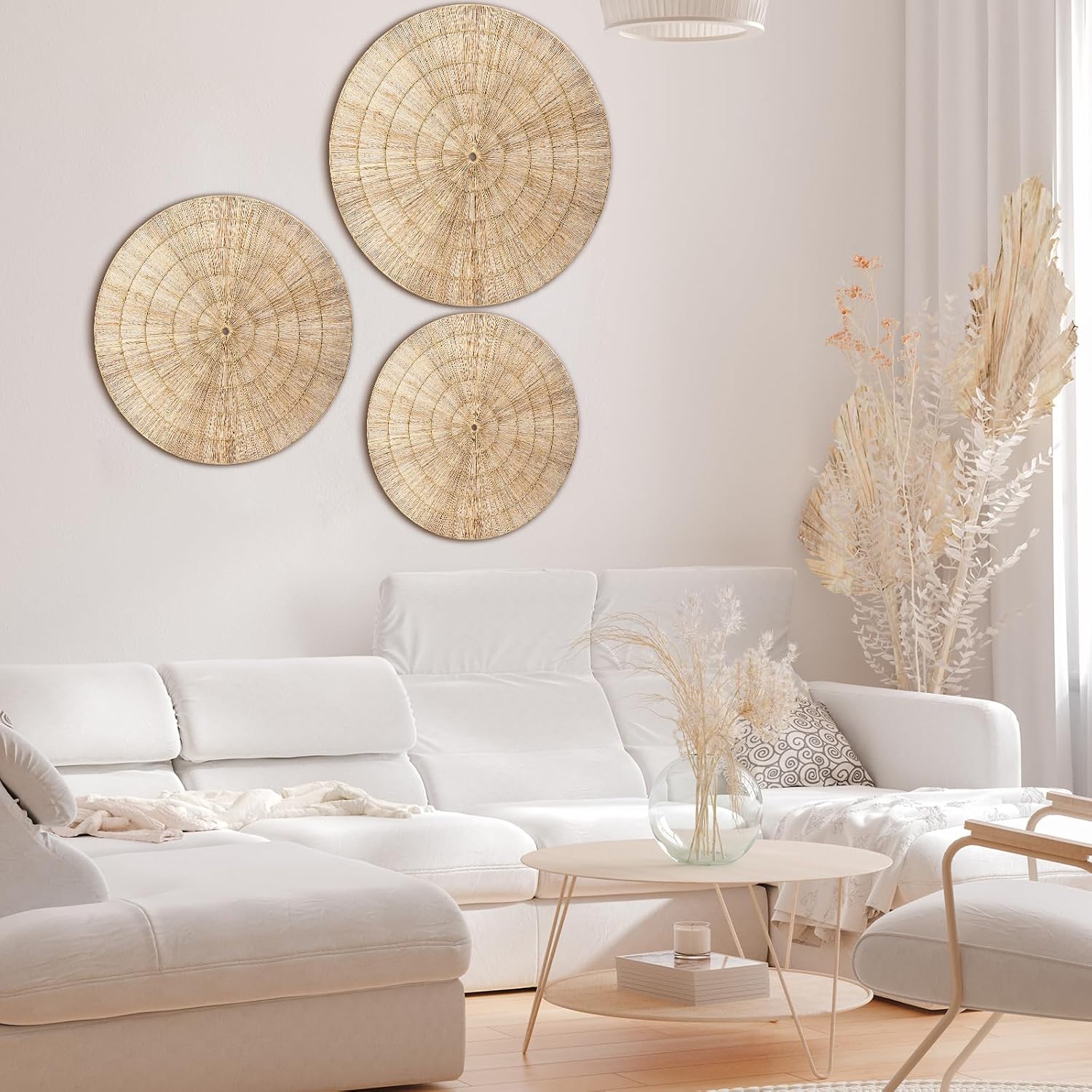 Wicker Wall Decor Oversized Jute Wall Hanging Basket Diameter " 24" 18" Round / 32 Inch / Set of 3